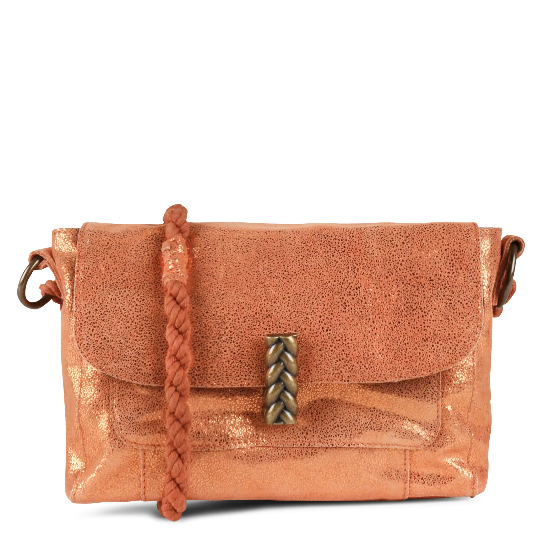 Sac bandoulière en cuir métallisé Doré SELMA