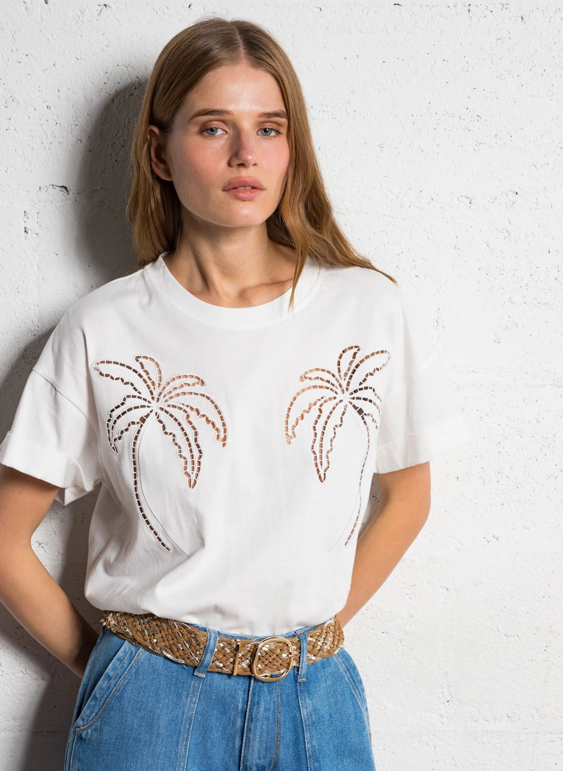 Tee-shirt oversize col rond en coton Blanc ISTAN