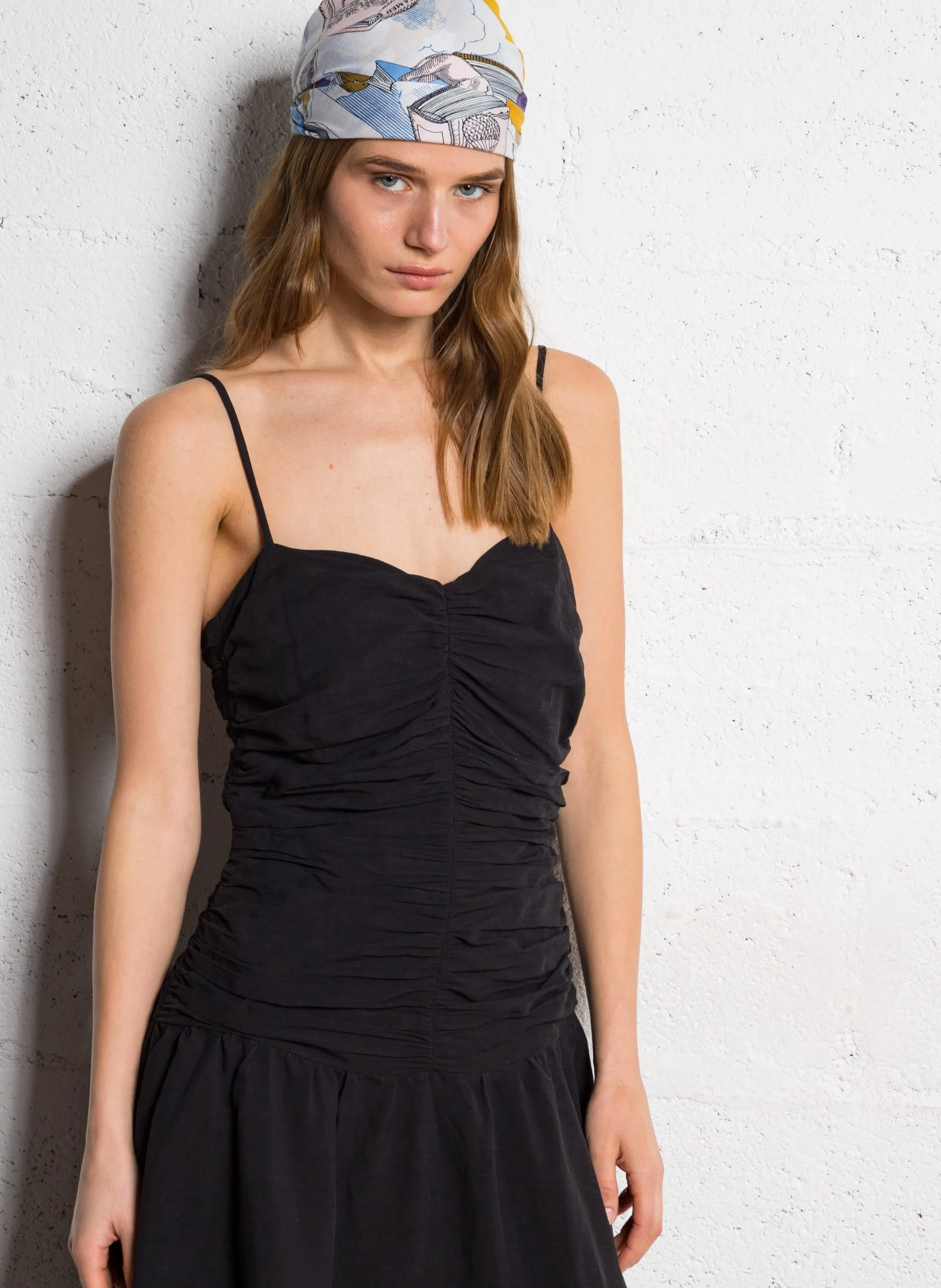 Robe longue à fronces Noir EROS