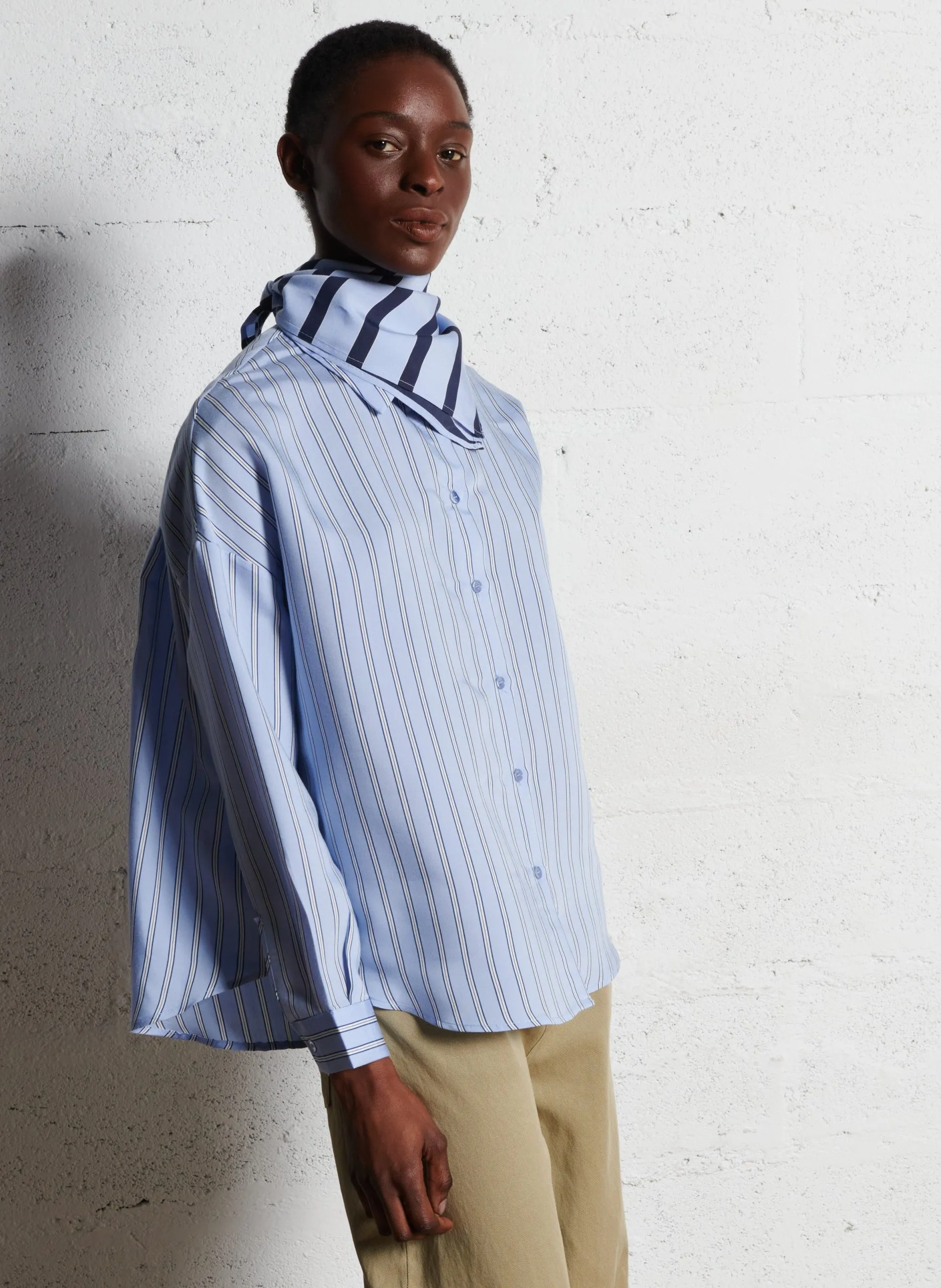 Chemise ample rayée Bleu