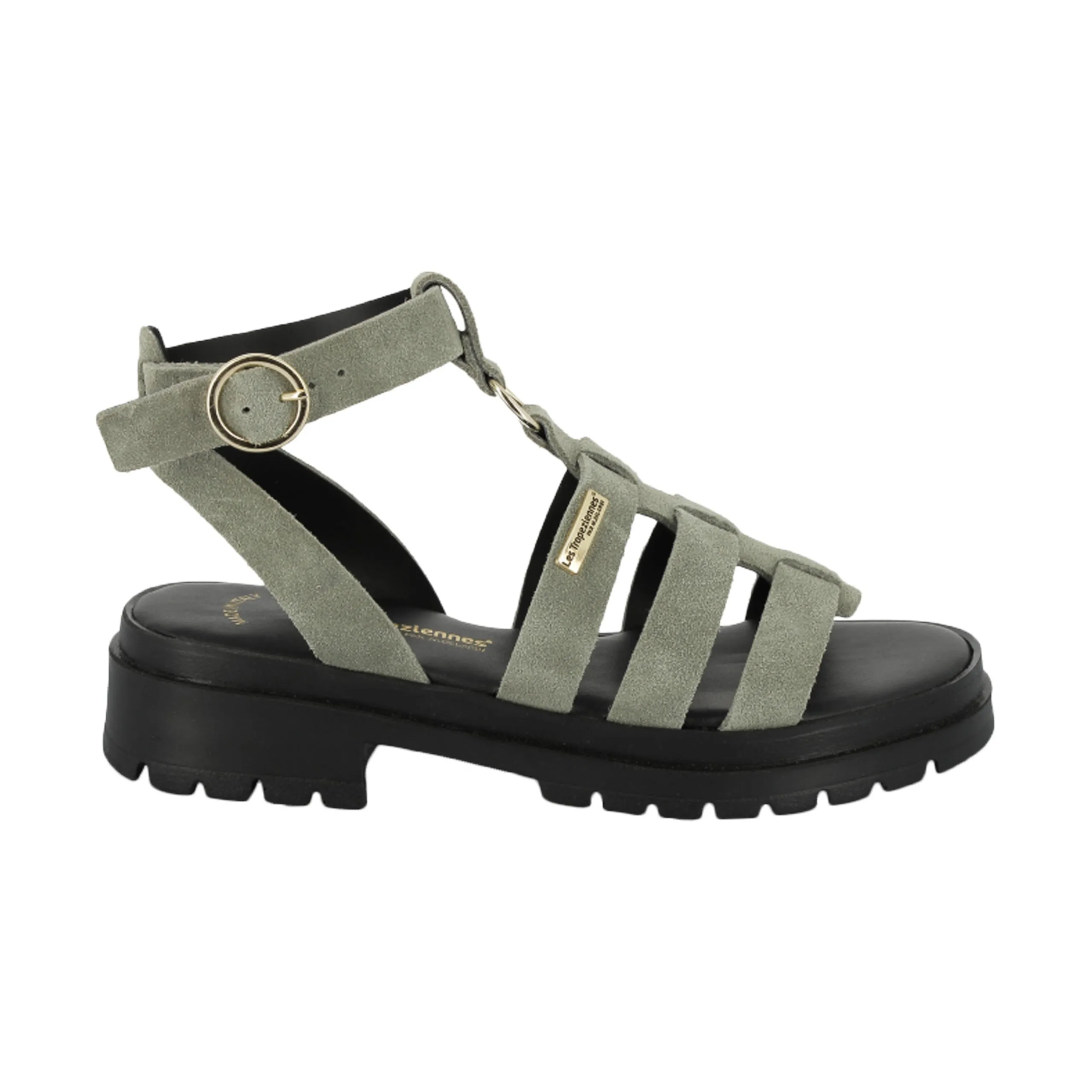 Sandales plates cuir tobo Vert