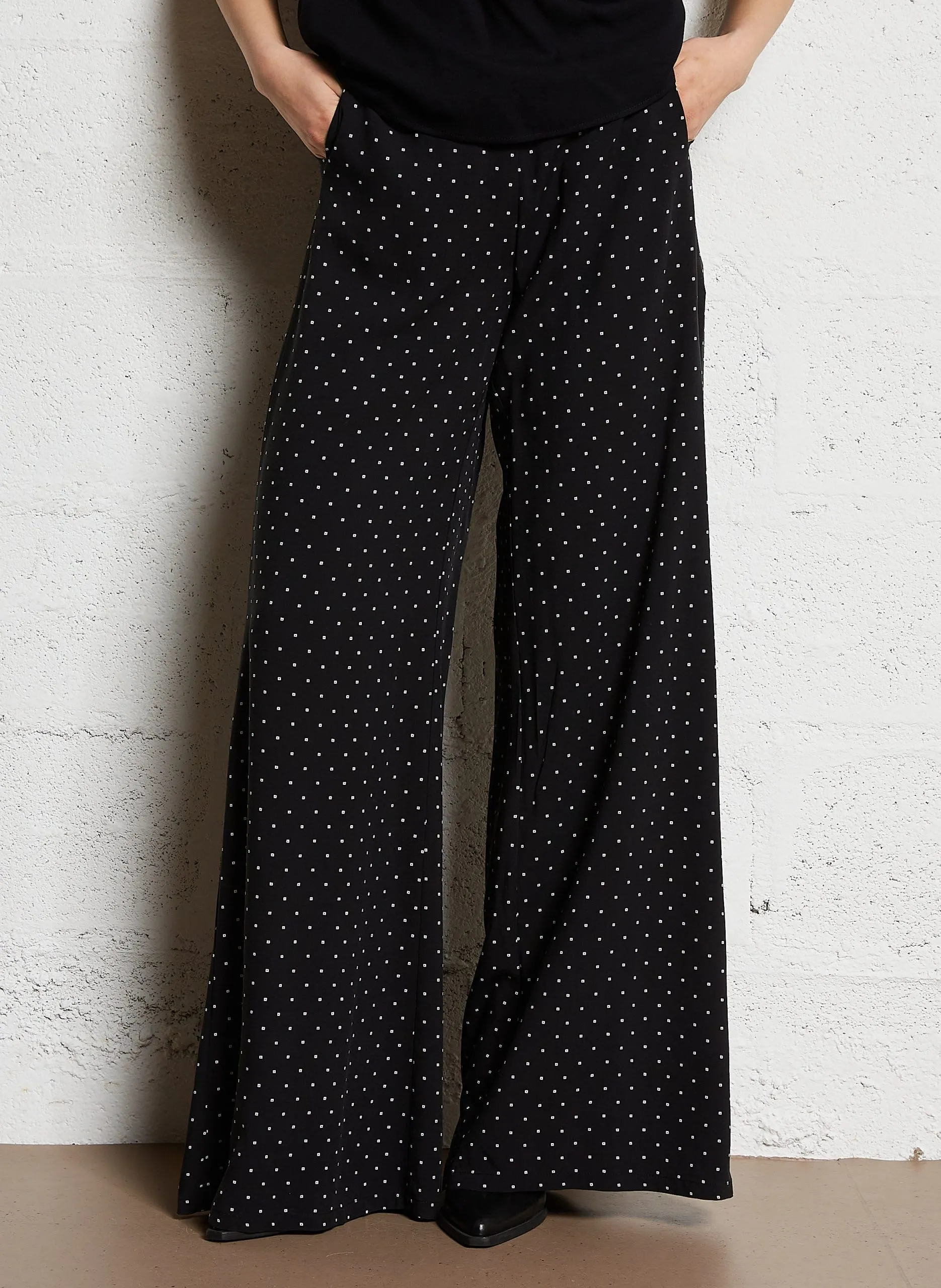 Pantalon large à pois Noir