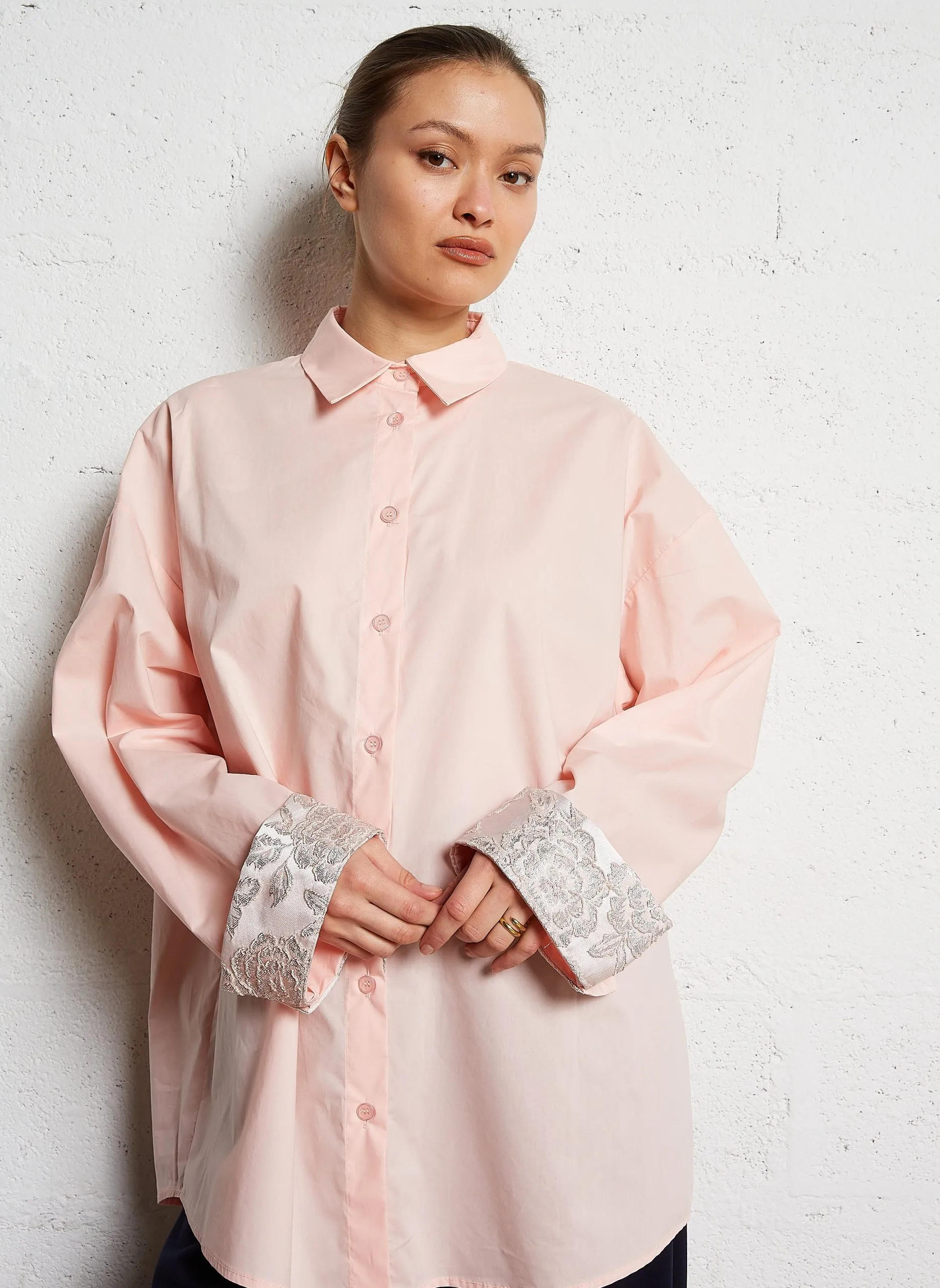 Chemise oversize en coton Rose