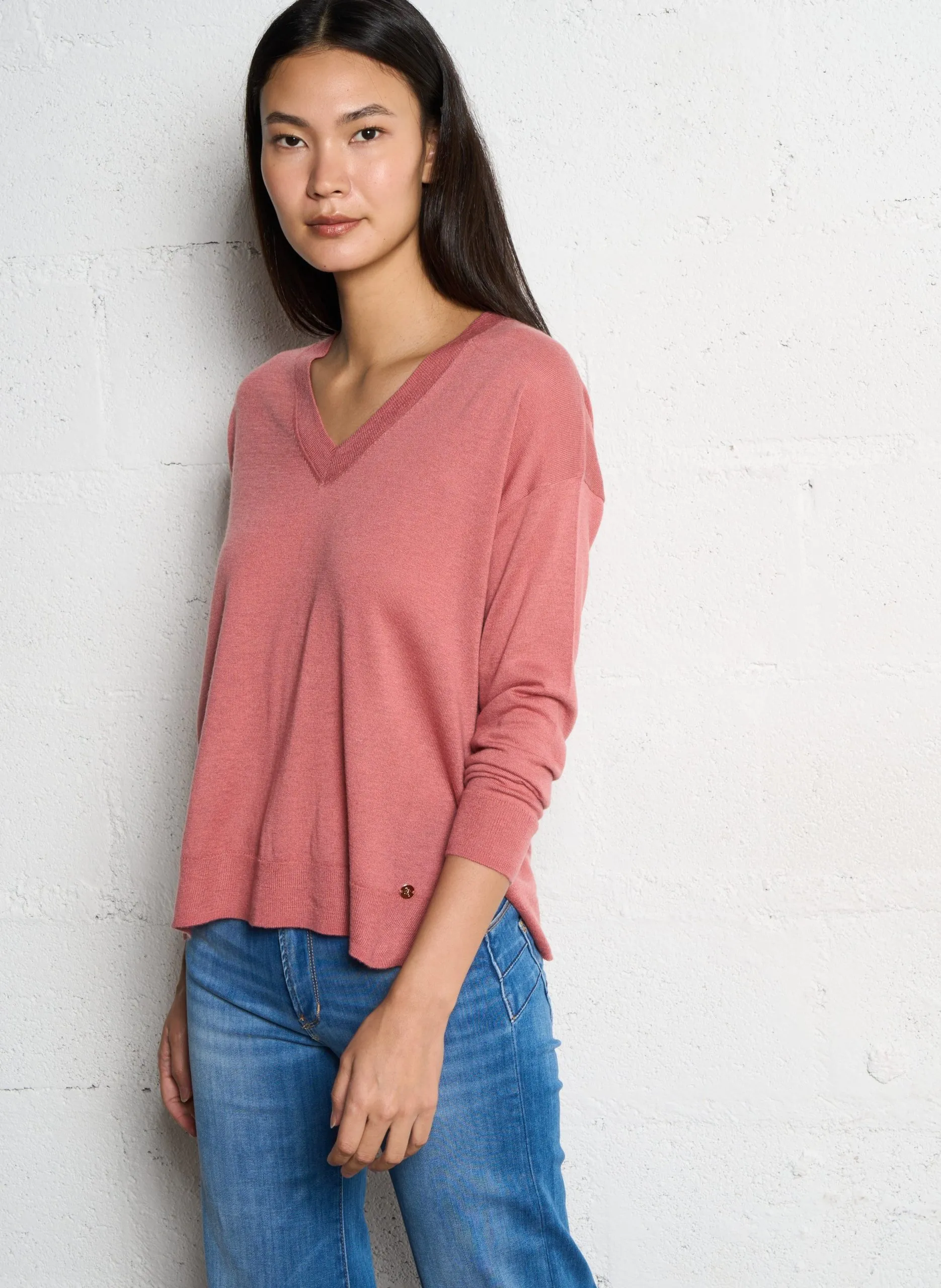 Pull maille fine ample Rose MELYA