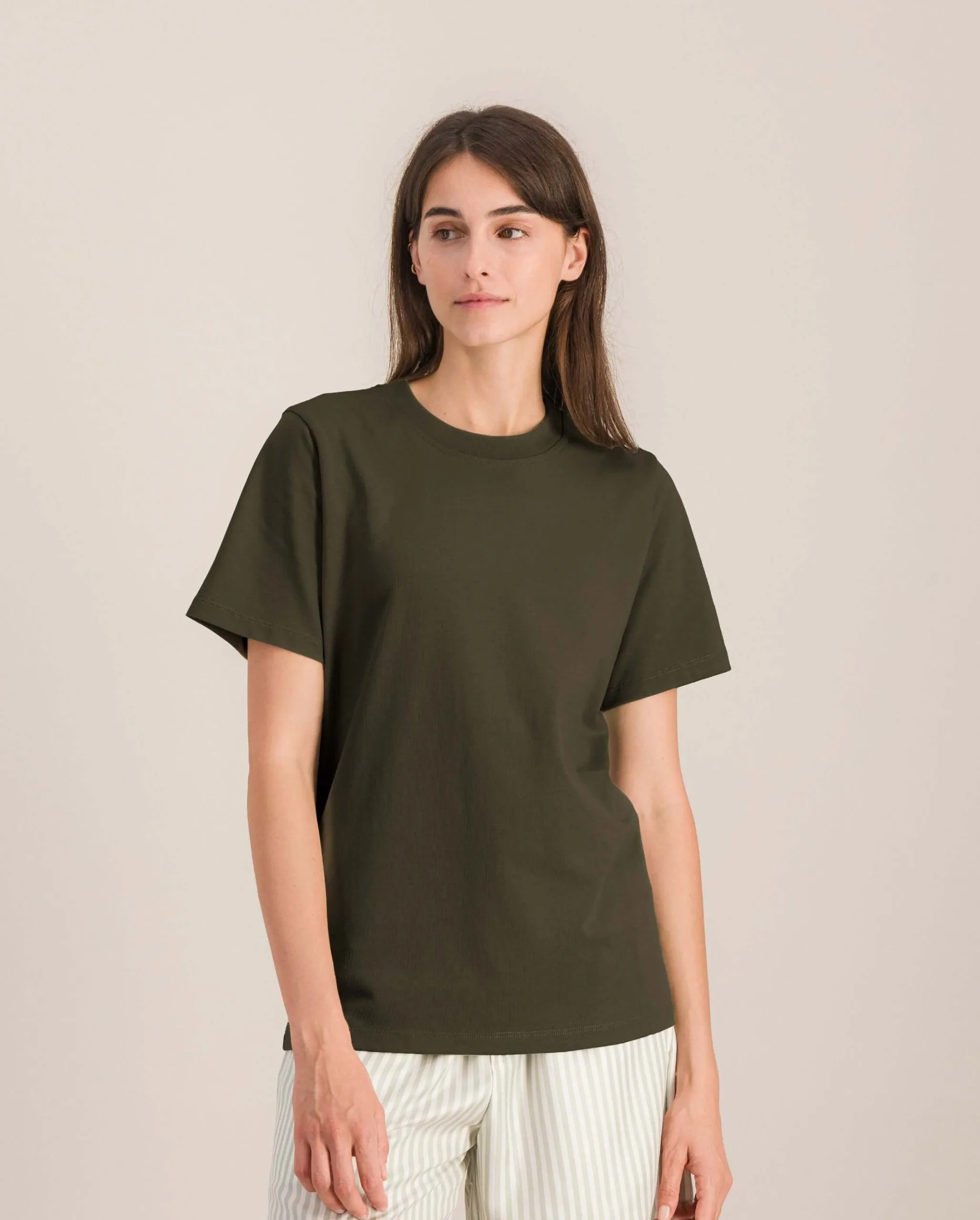 T-shirt femme coton bio, kaki Vert