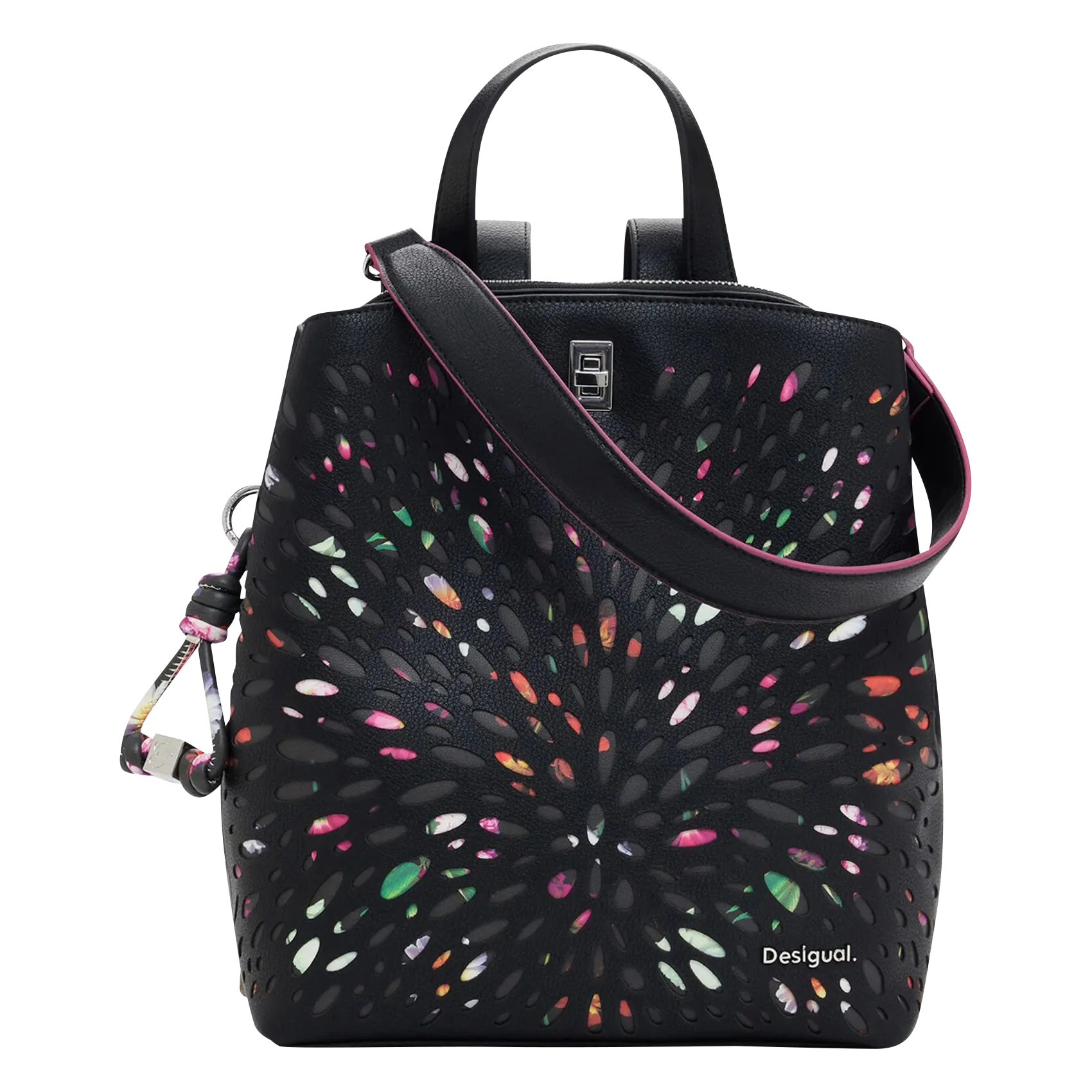 Sac à dos effet cuir avec découpe Noir