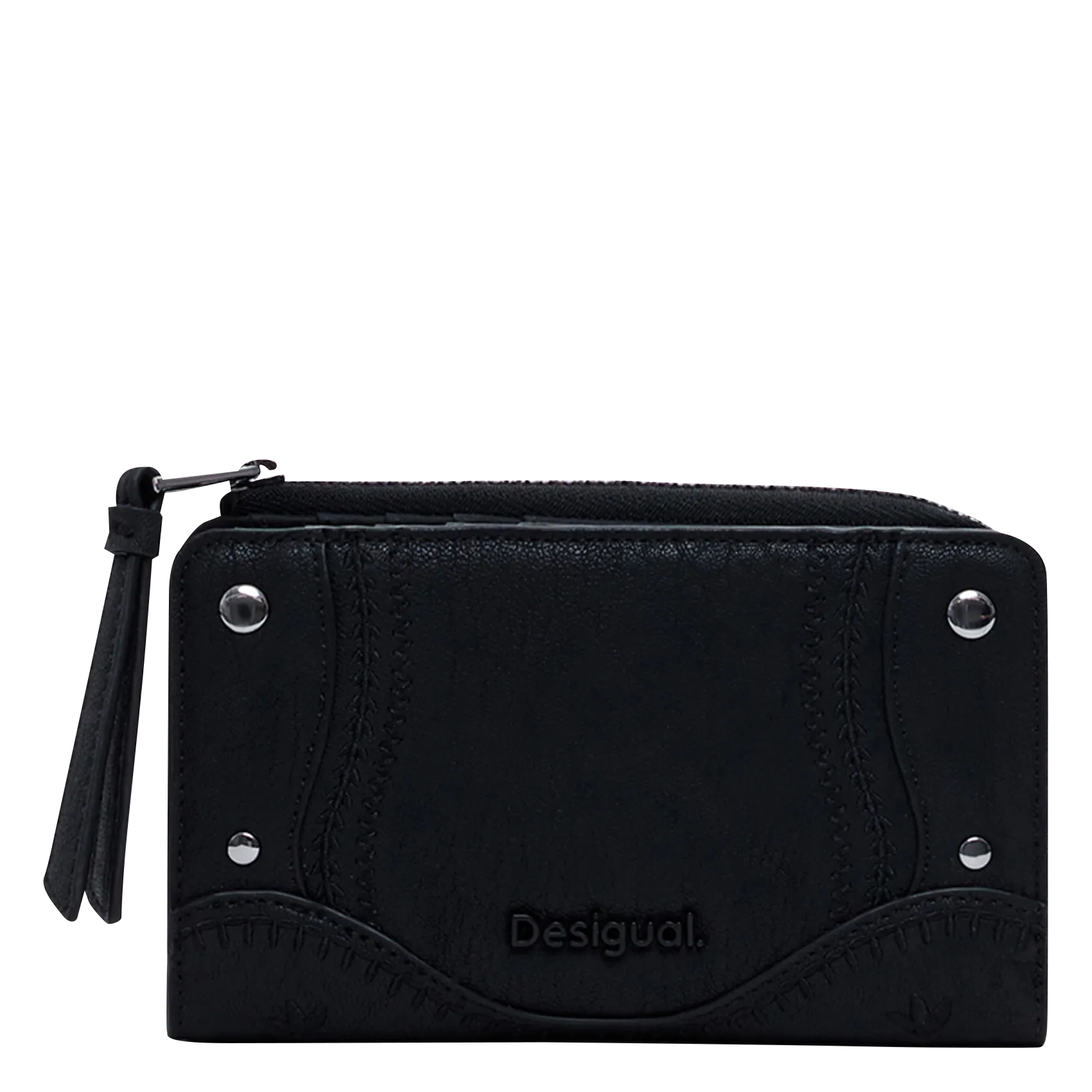 Porte-monnaie à broderies et clous Noir