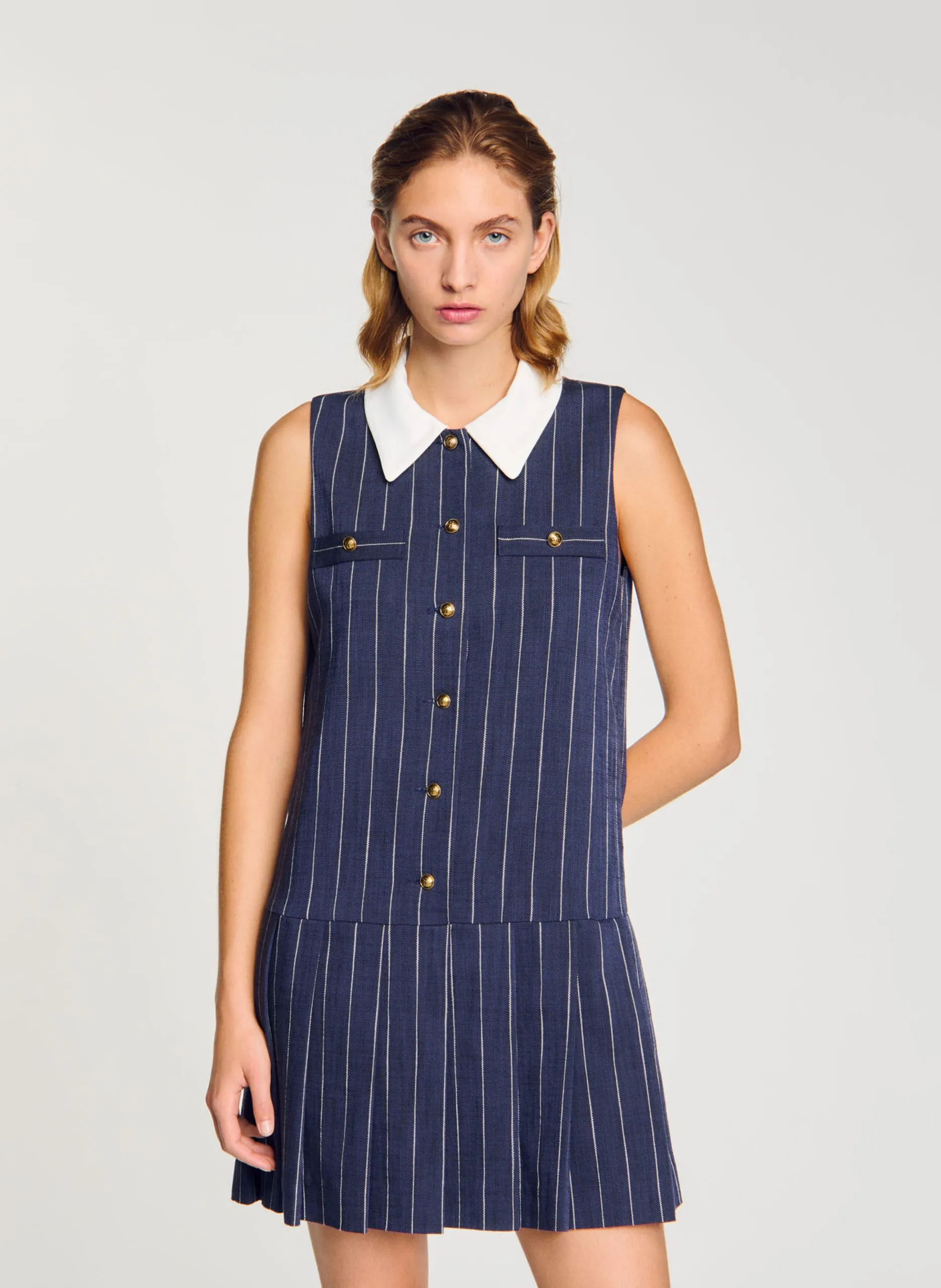 Robe droite col classique Bleu