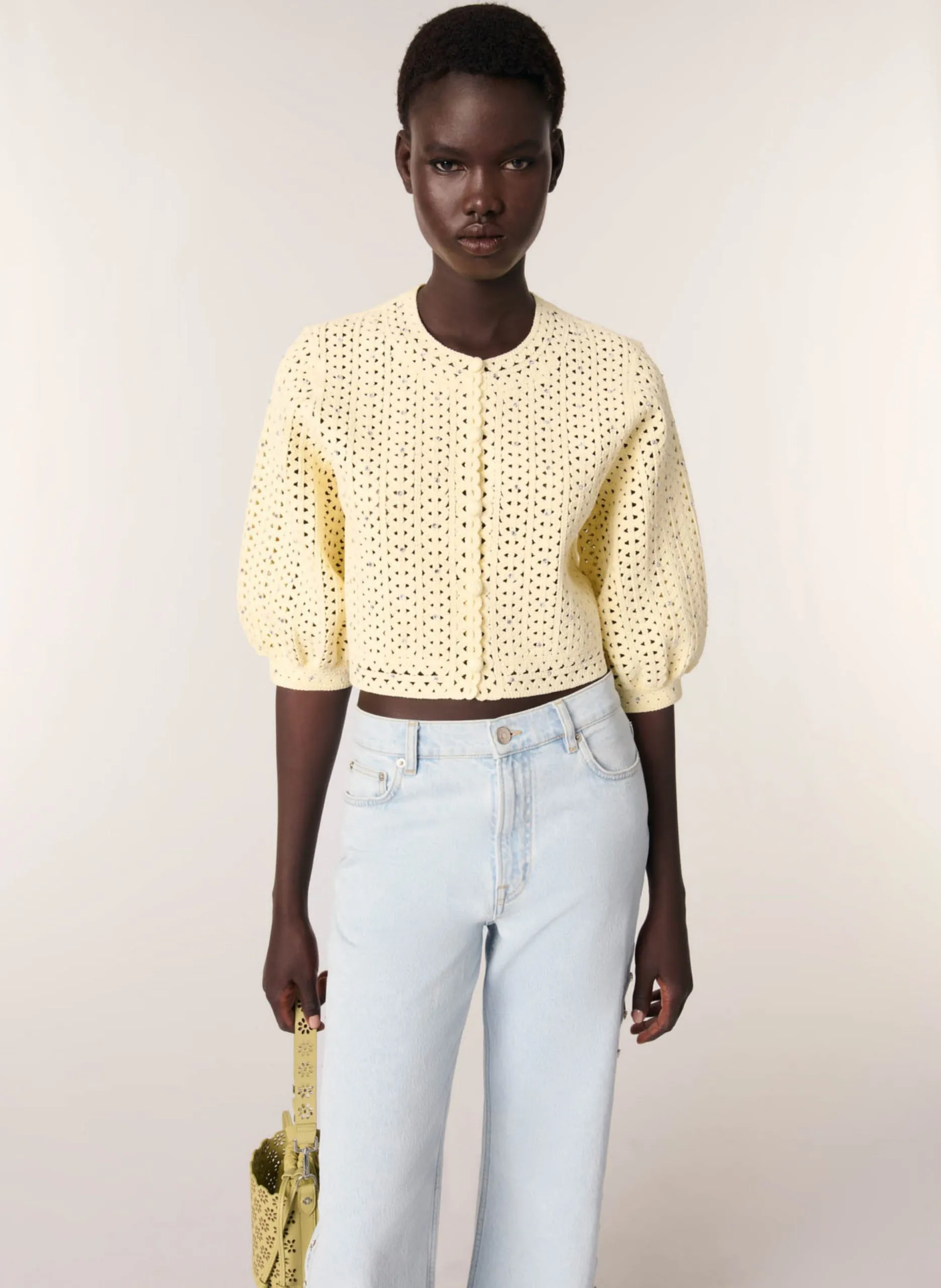 Cardigan droit Jaune