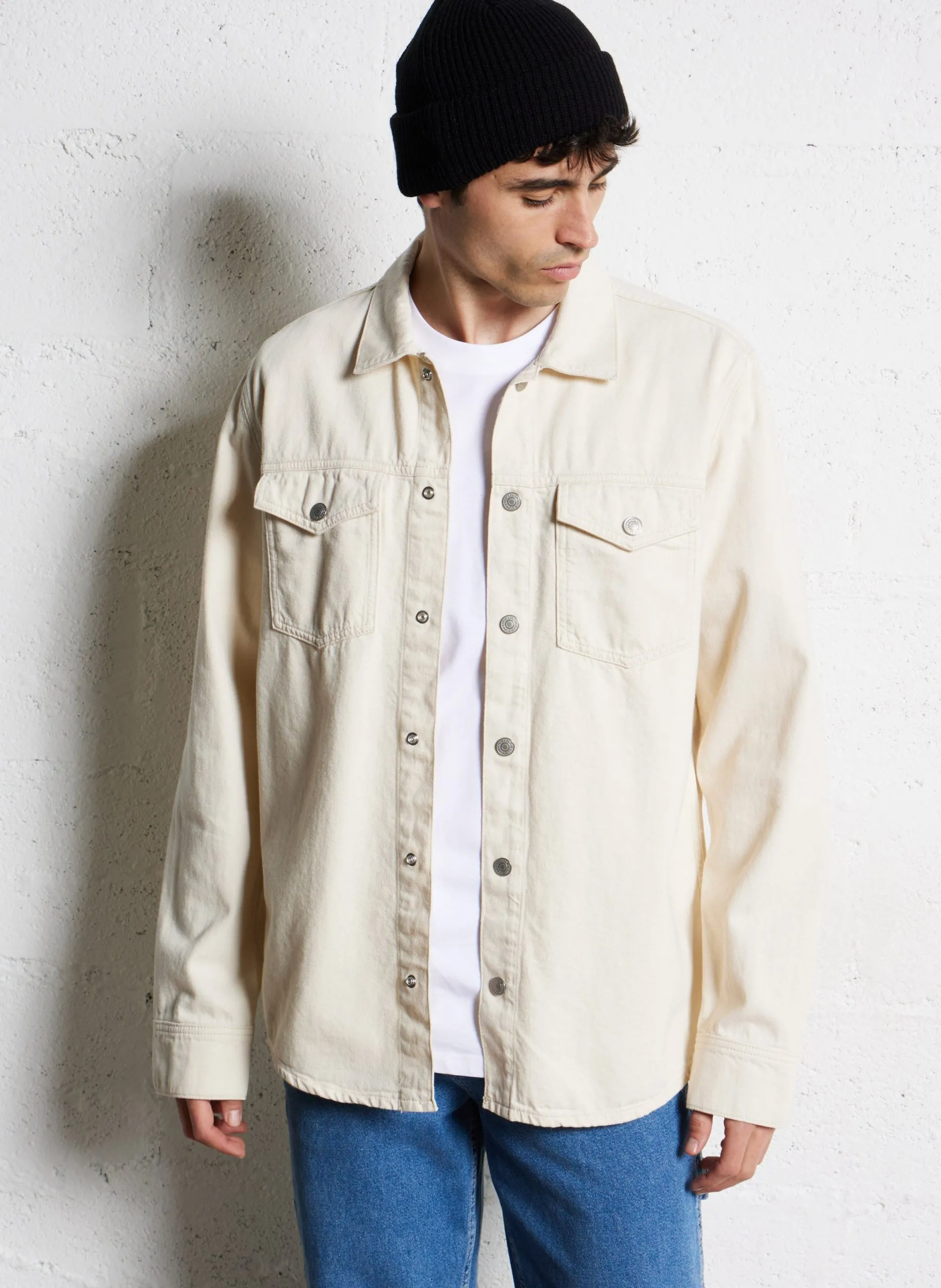 Surchemise col classique en coton Bleu