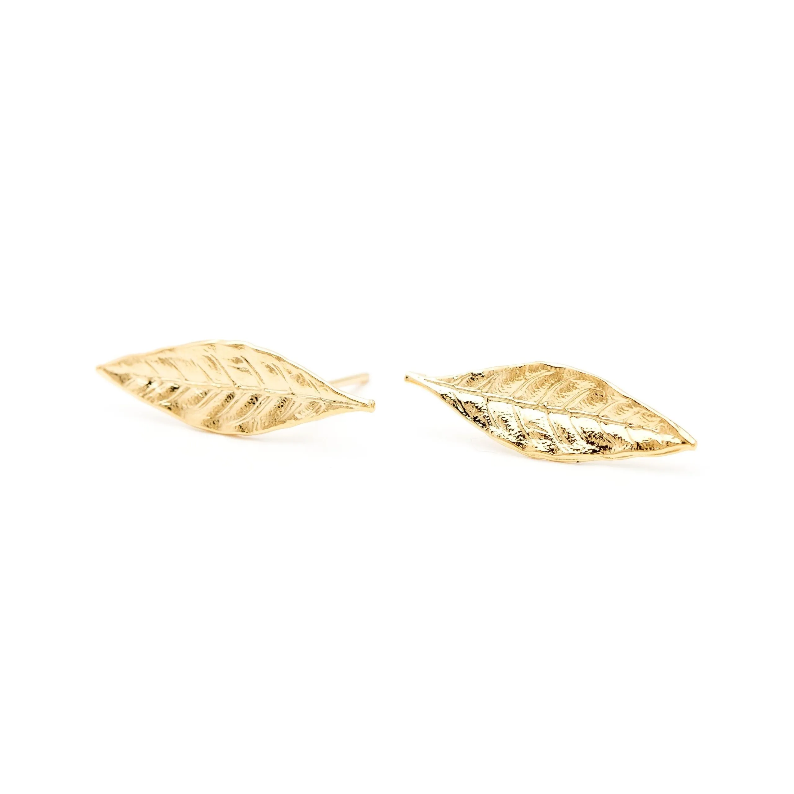 Boucles d'oreilles puces feuilles plaqué argent Doré THALIE