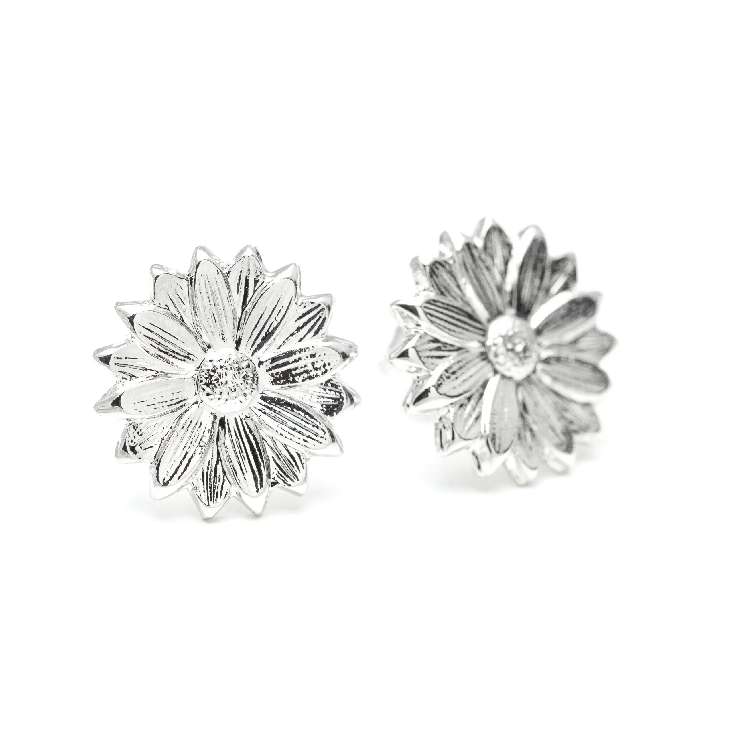 Boucles d'oreilles puces fleurs plaqué argent Argent MAÏA