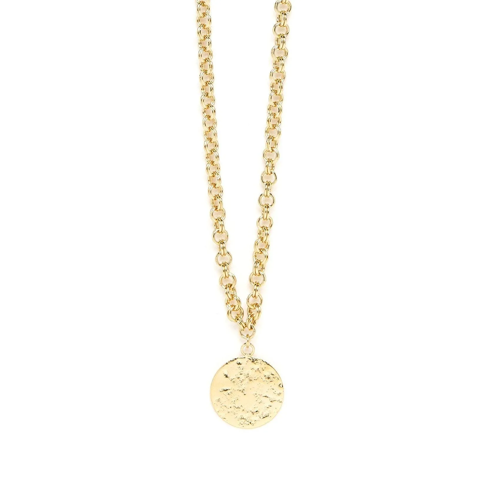 Sautoir rond martelé plaqué argent Doré HESTIA