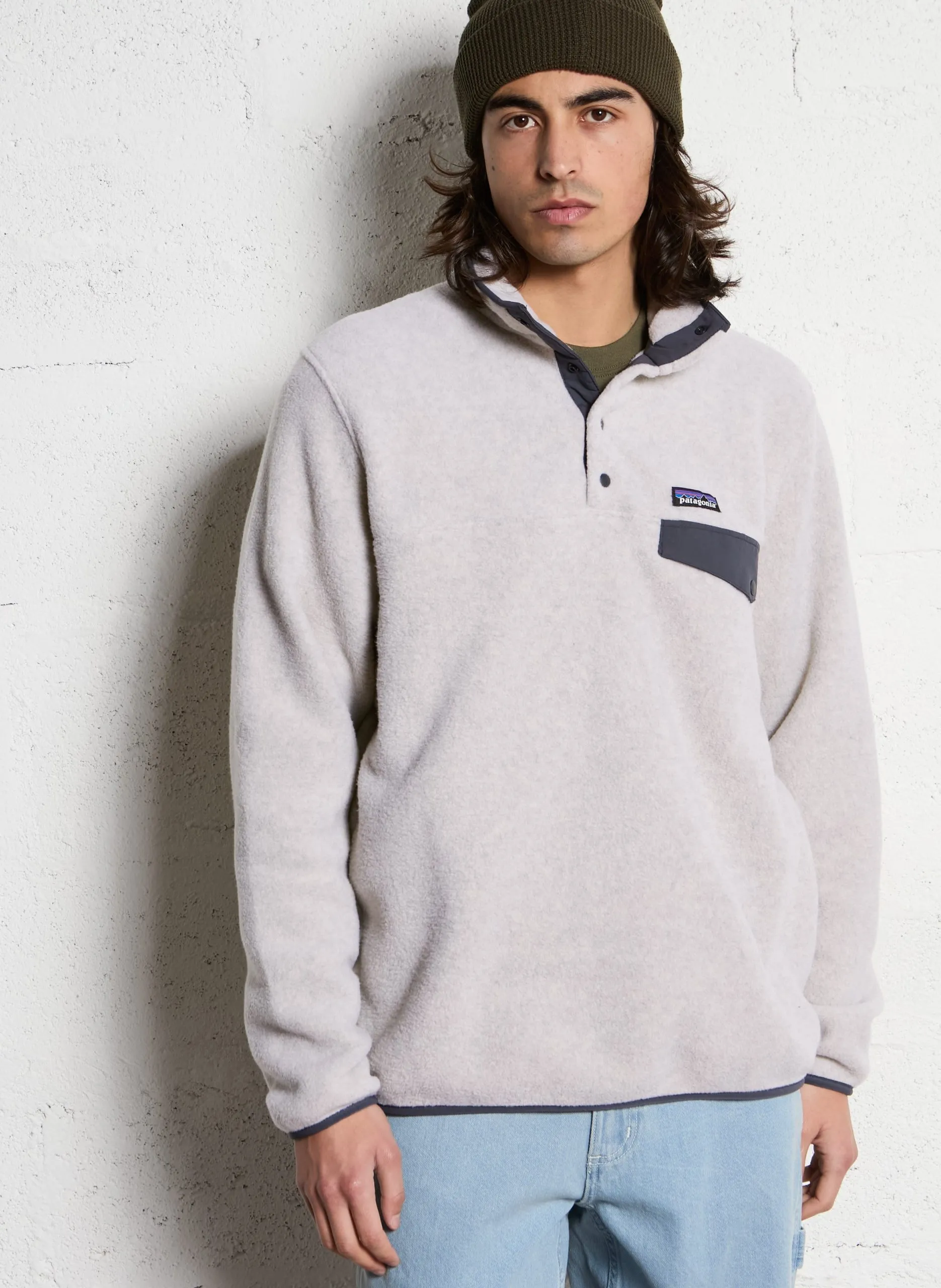 Sweat ample col montant boutonné Bleu