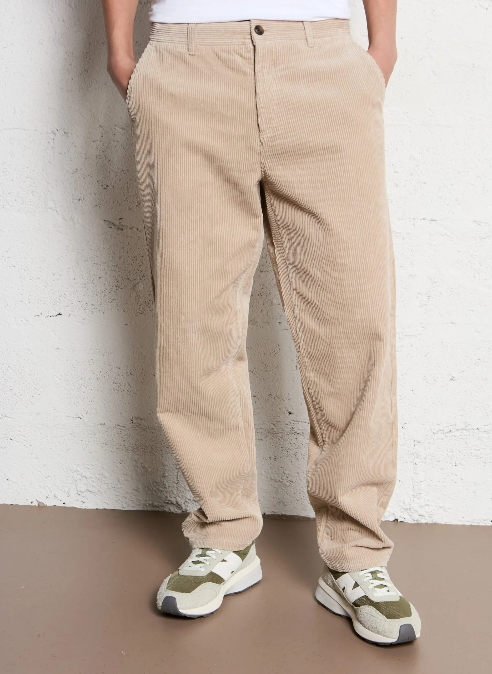 Pantalon droit en velours côtelé Beige KODY HEAVY