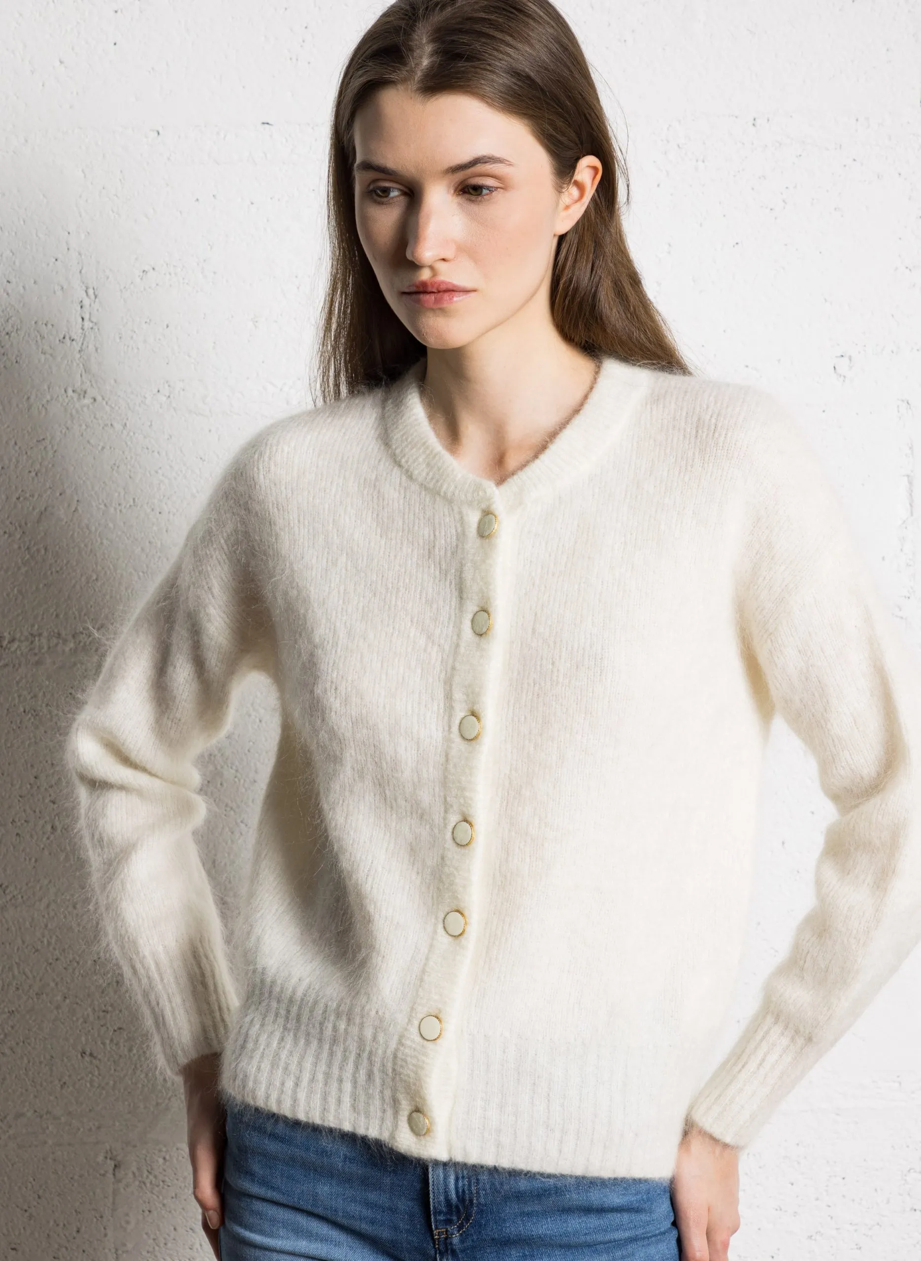 Gilet col rond Beige LOU