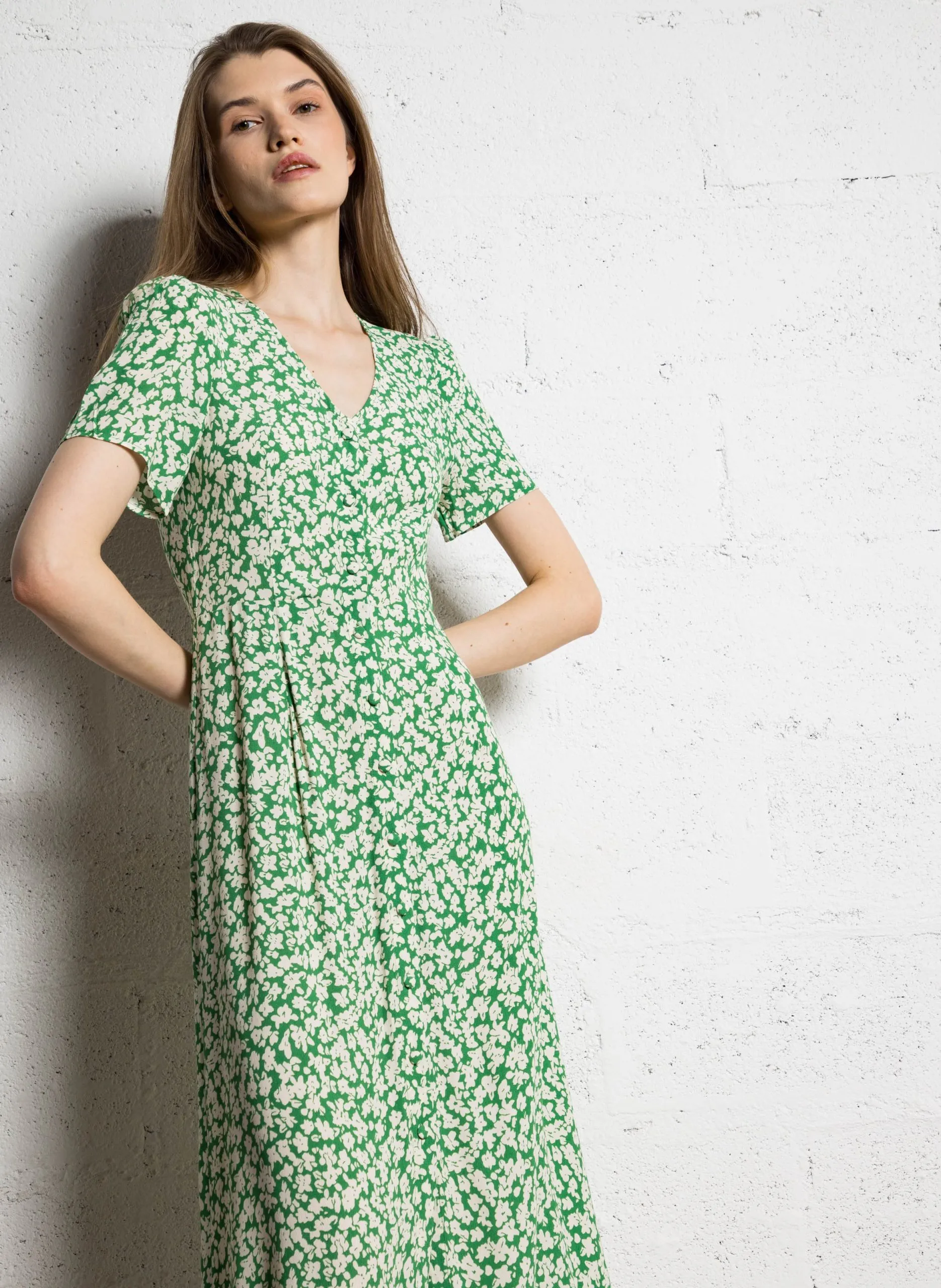 Robe longue imprimée Vert GALADRIEL