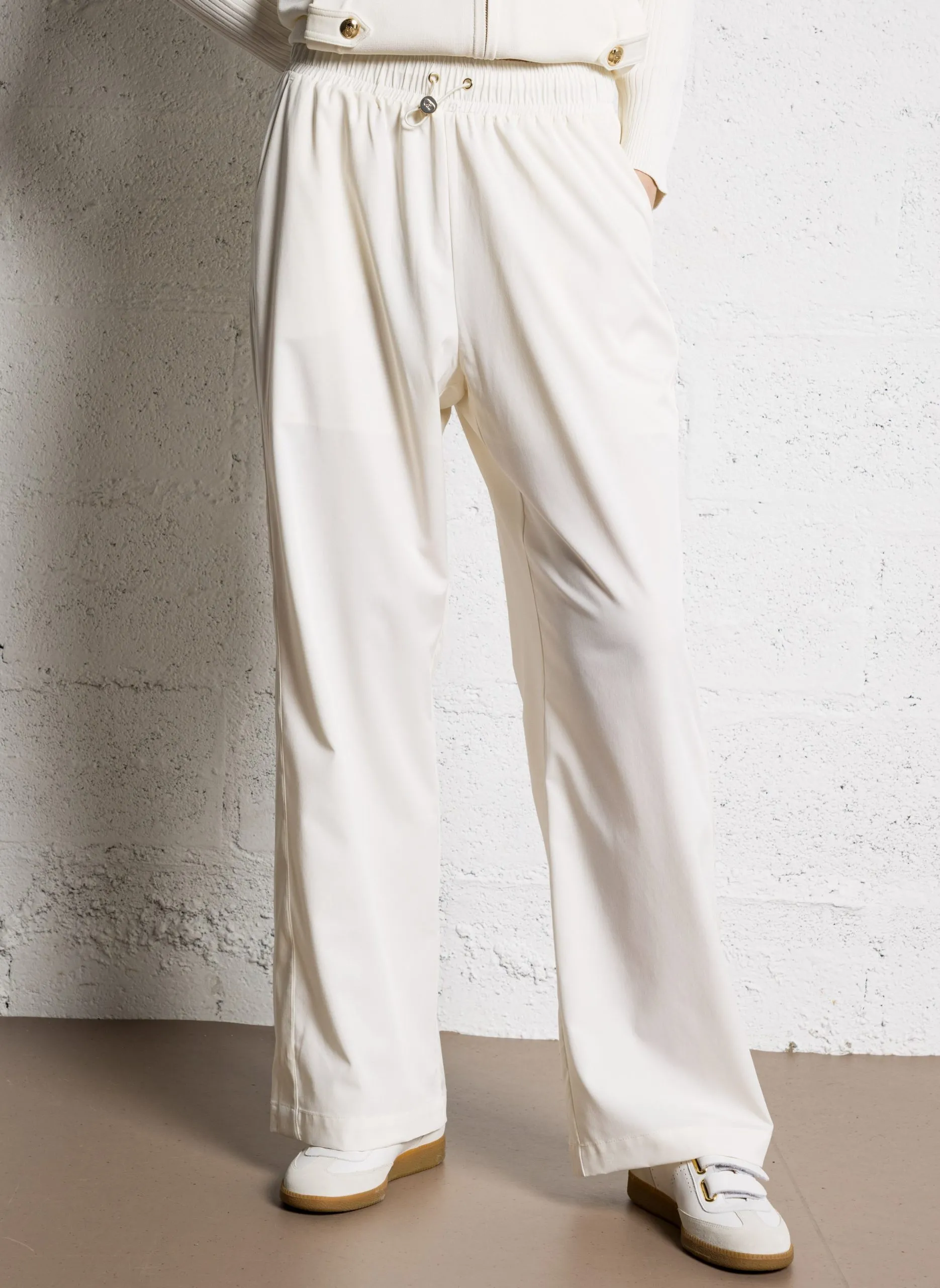 Pantalon droit avec cordon de serrage Blanc