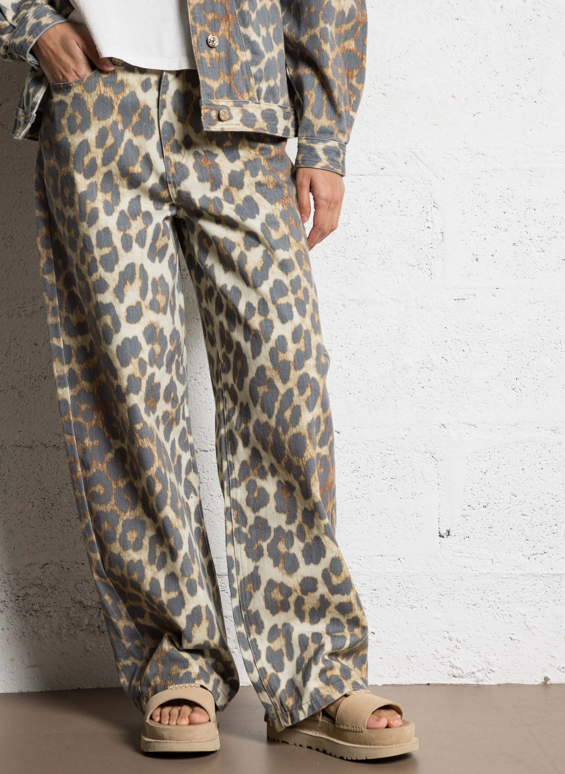 Jean large taille haute léopard Multicolore MONACO