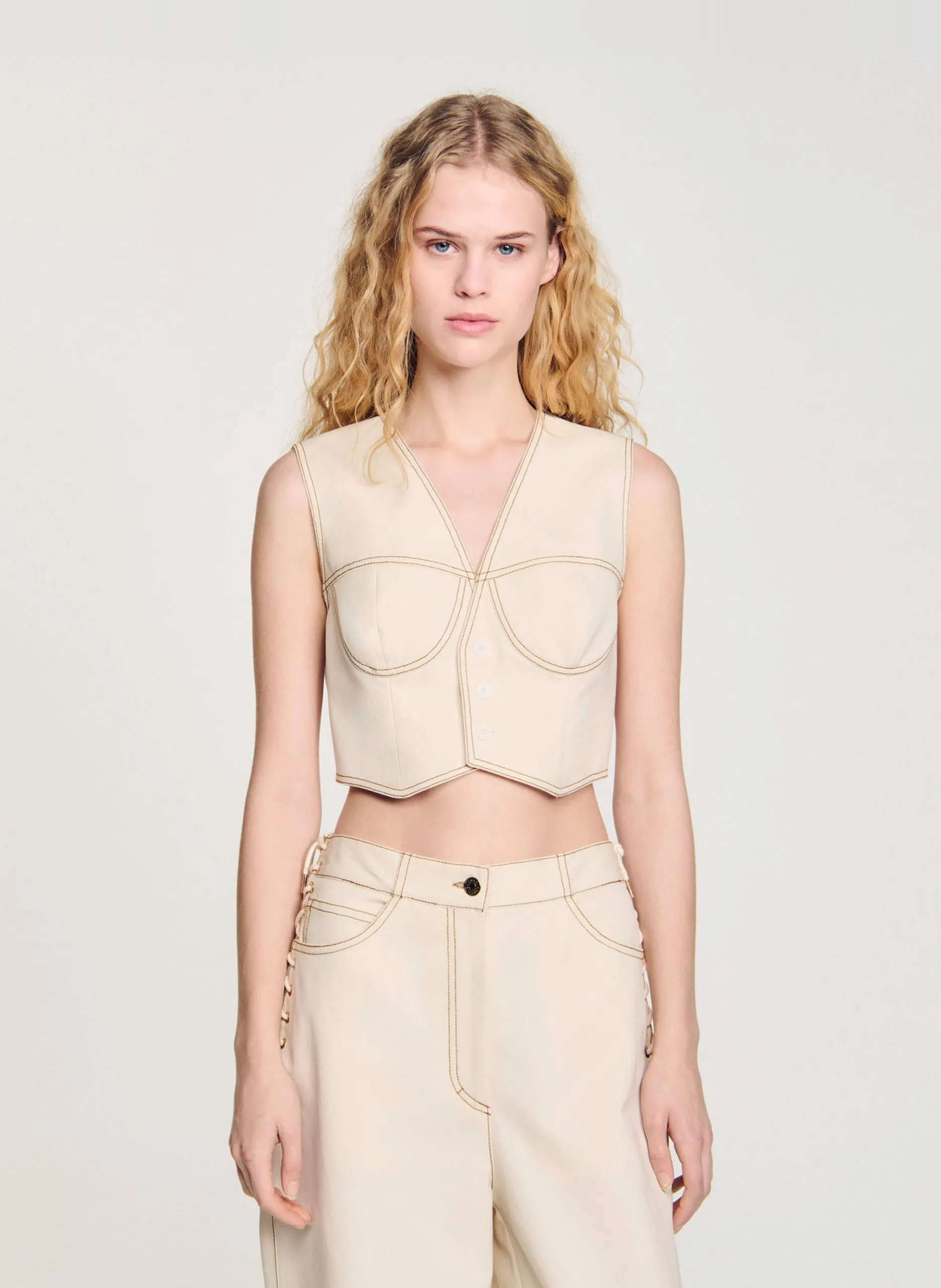 Gilet ajusté en coton Beige