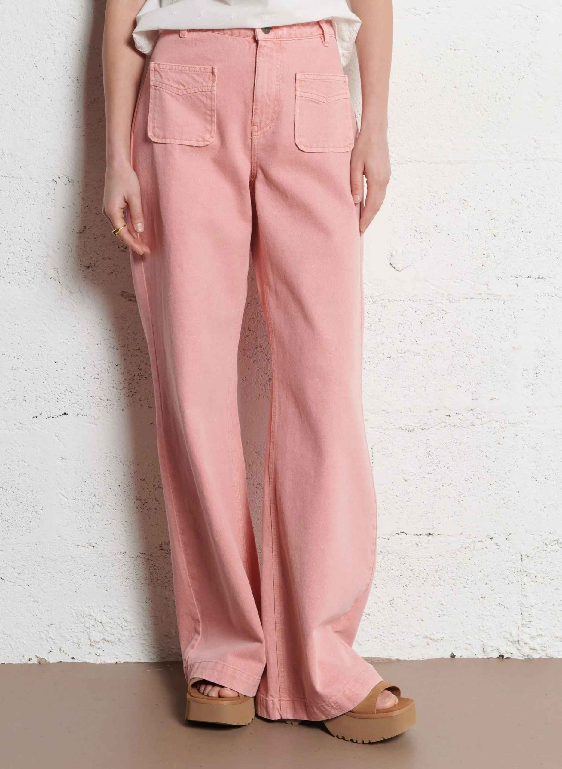 Jean flare en coton Rose LE HAILEY