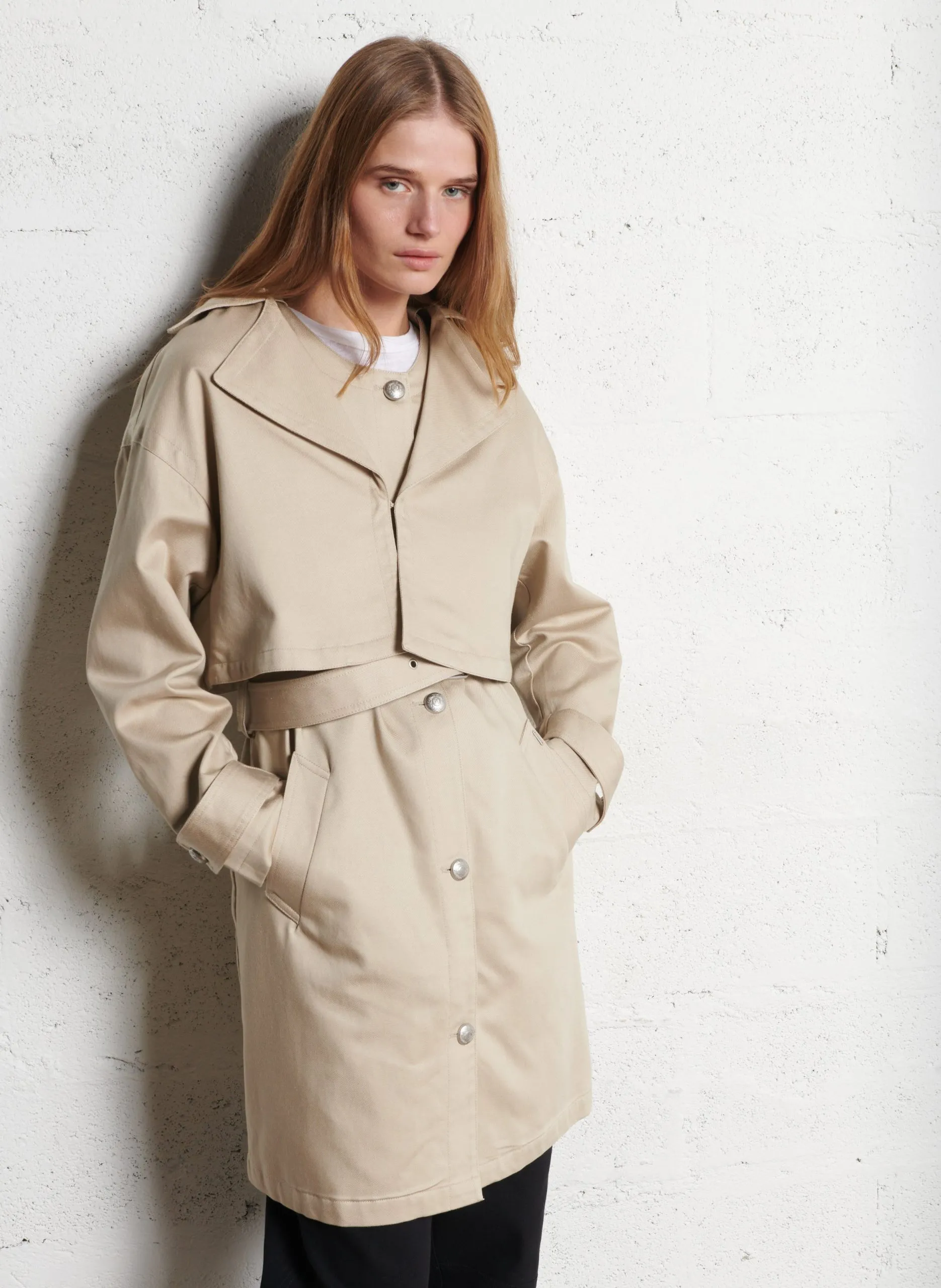Parka col rond Beige