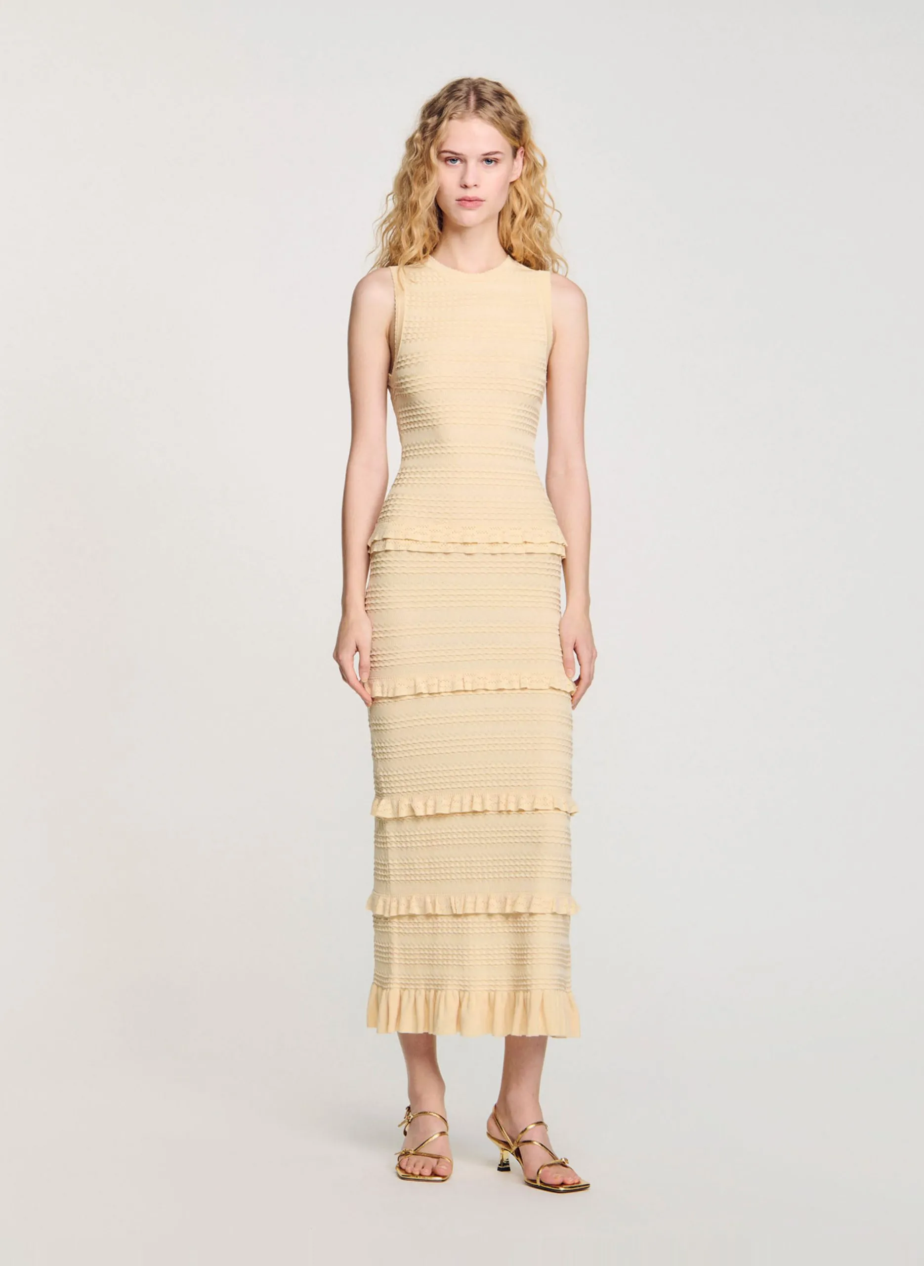 Robe longue en maille Blanc