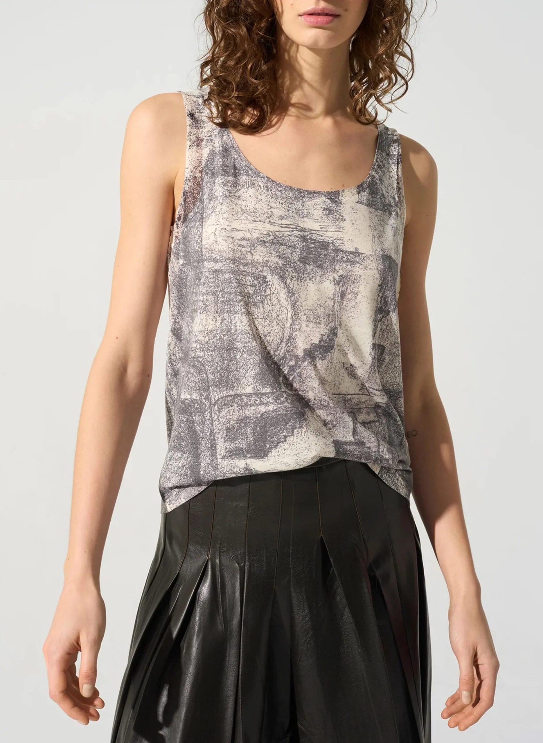 Débardeur droit imprimé Blanc