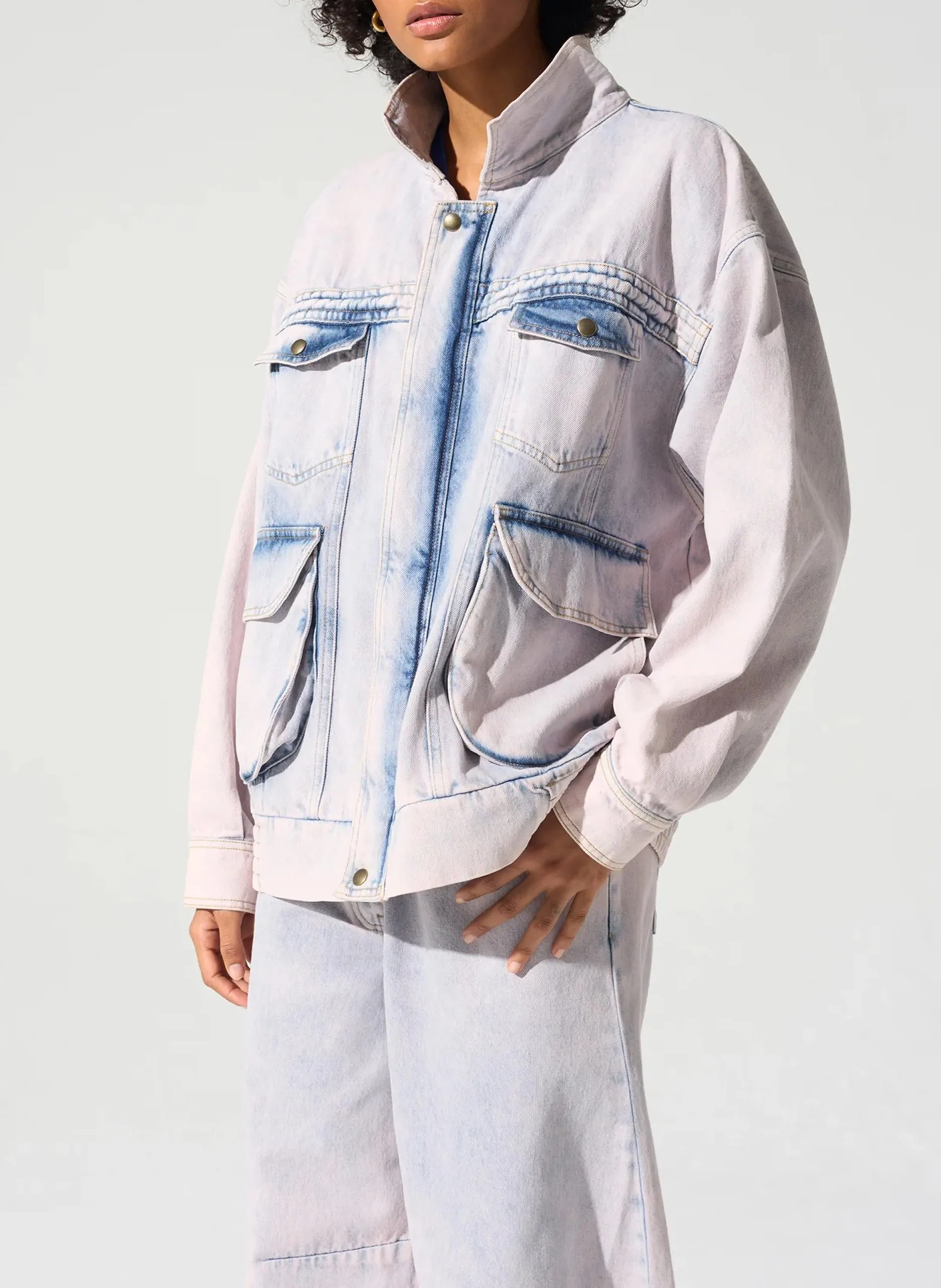 Veste en jean oversize en coton Bleu