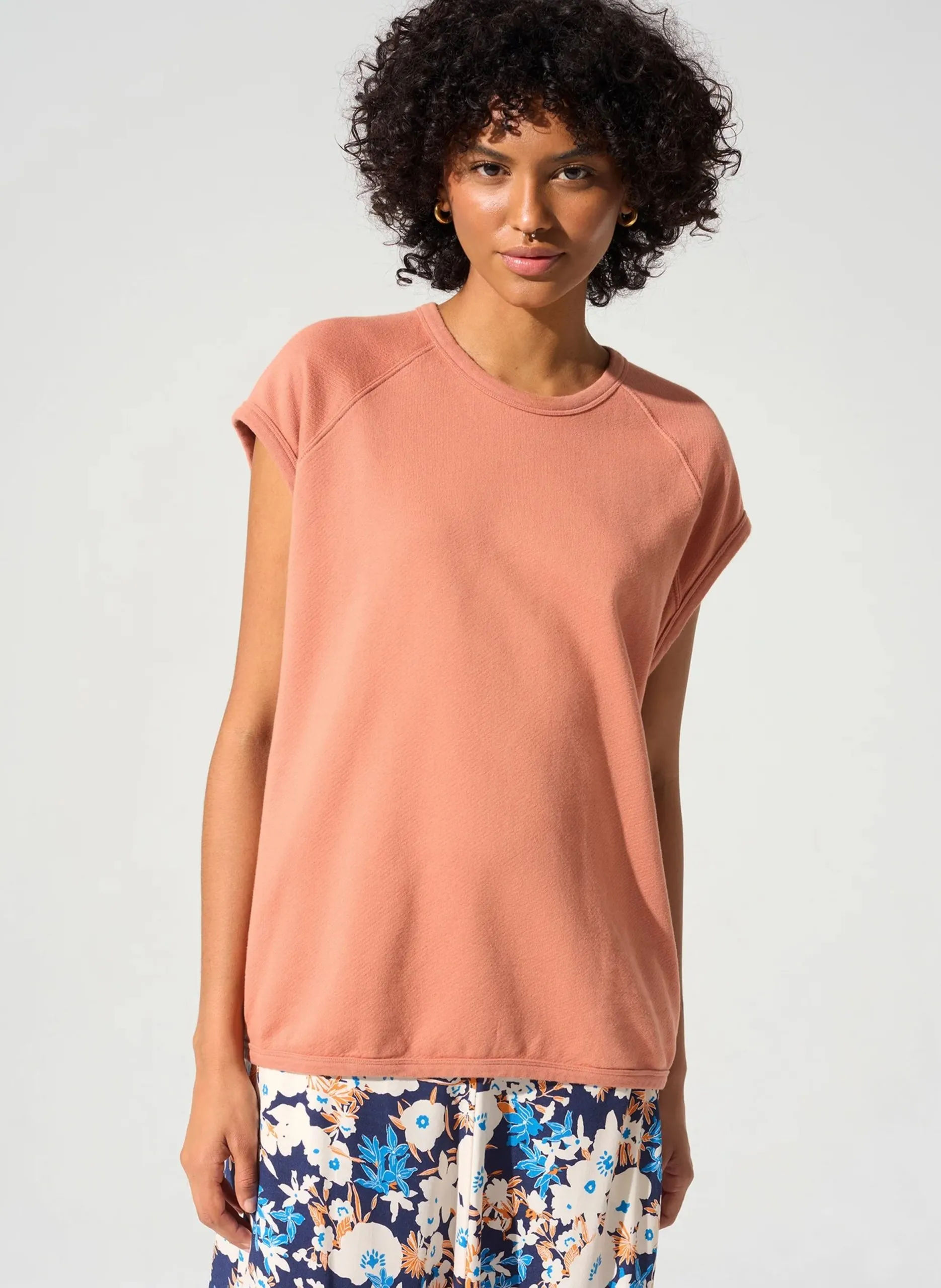 Sweat oversize col rond en coton Rouge