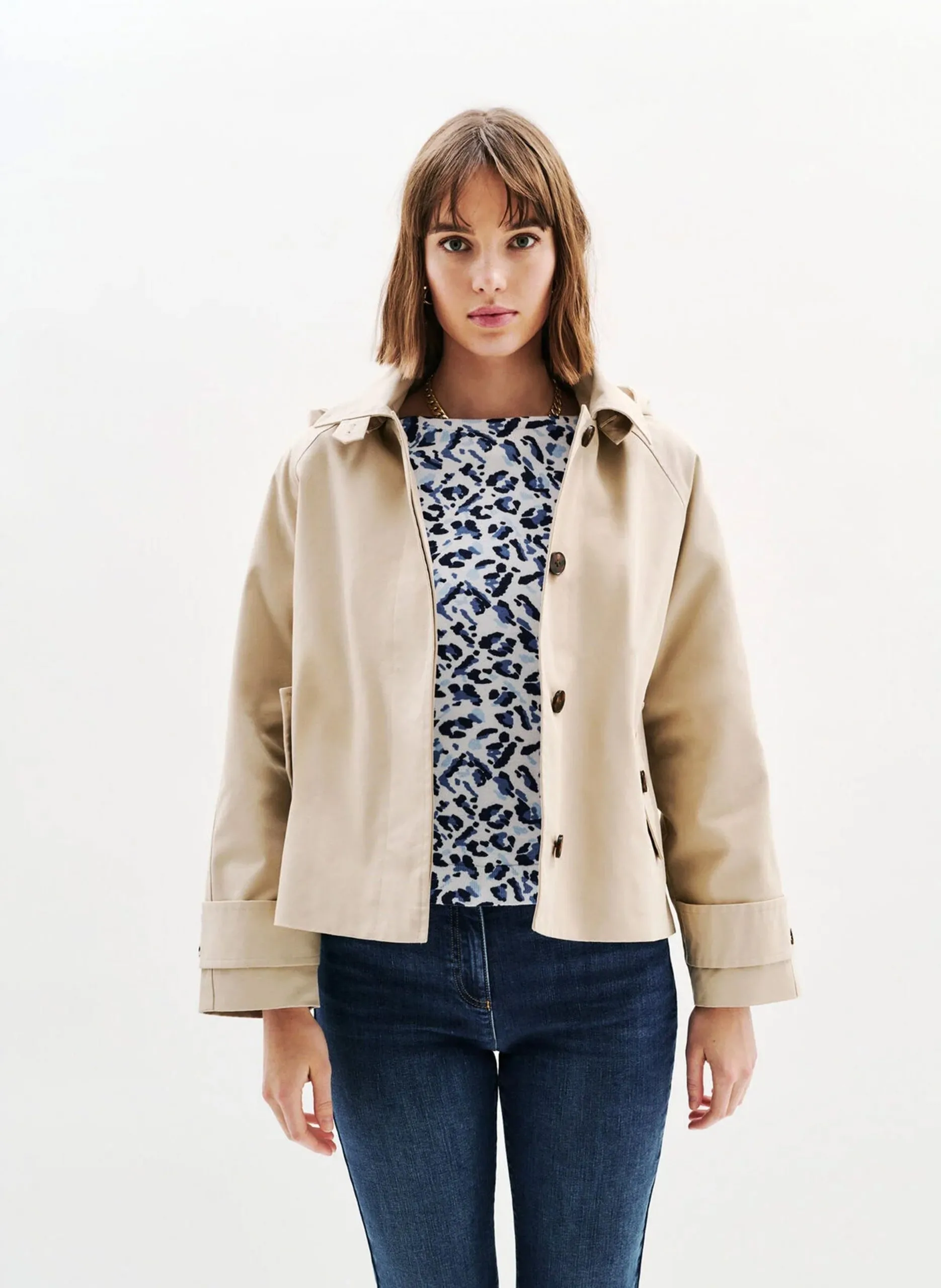 Veste oversize en coton mélangé Rose 251G-GAYA2