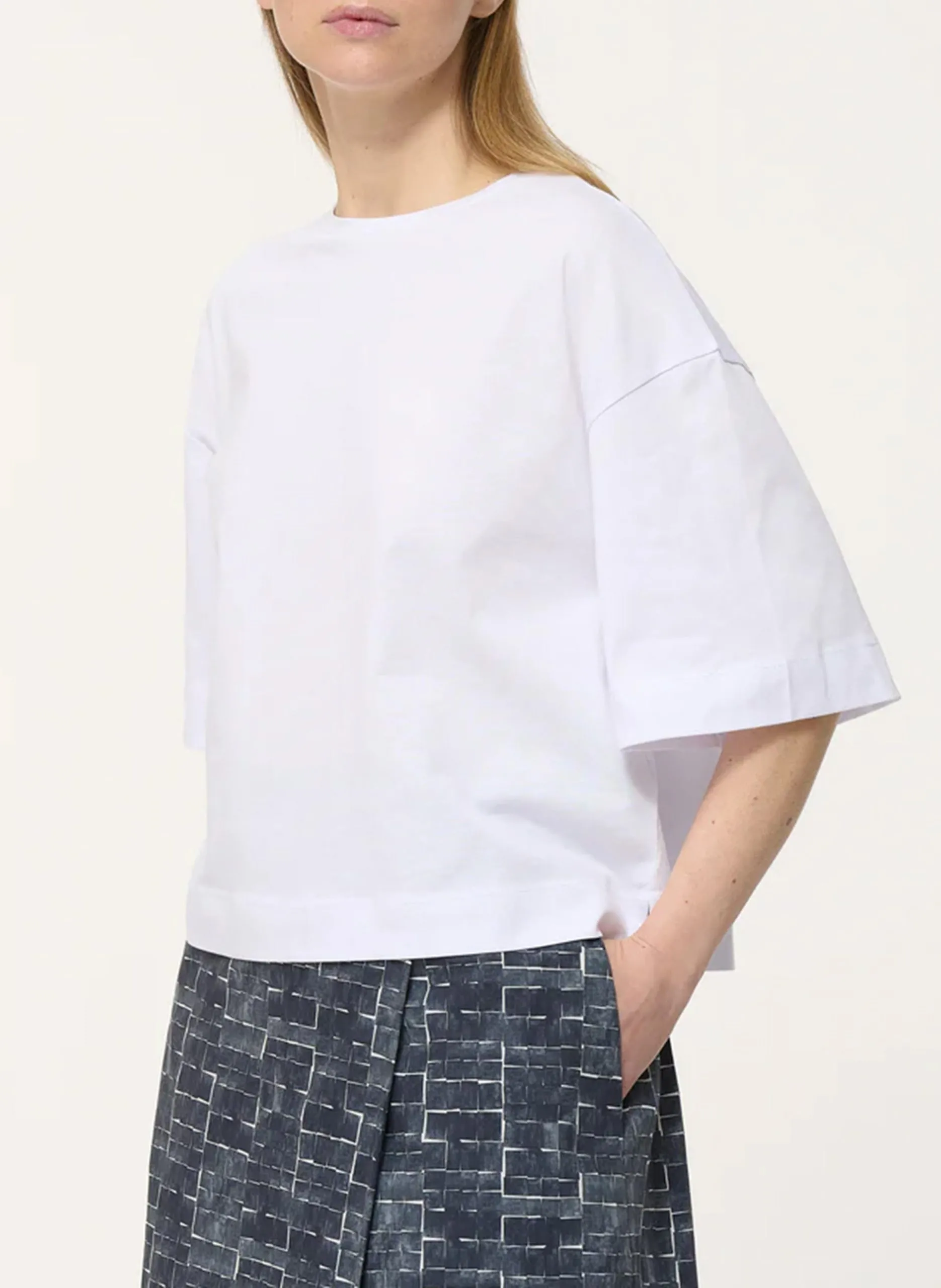 Tee-shirt oversize col rond en coton bio Blanc