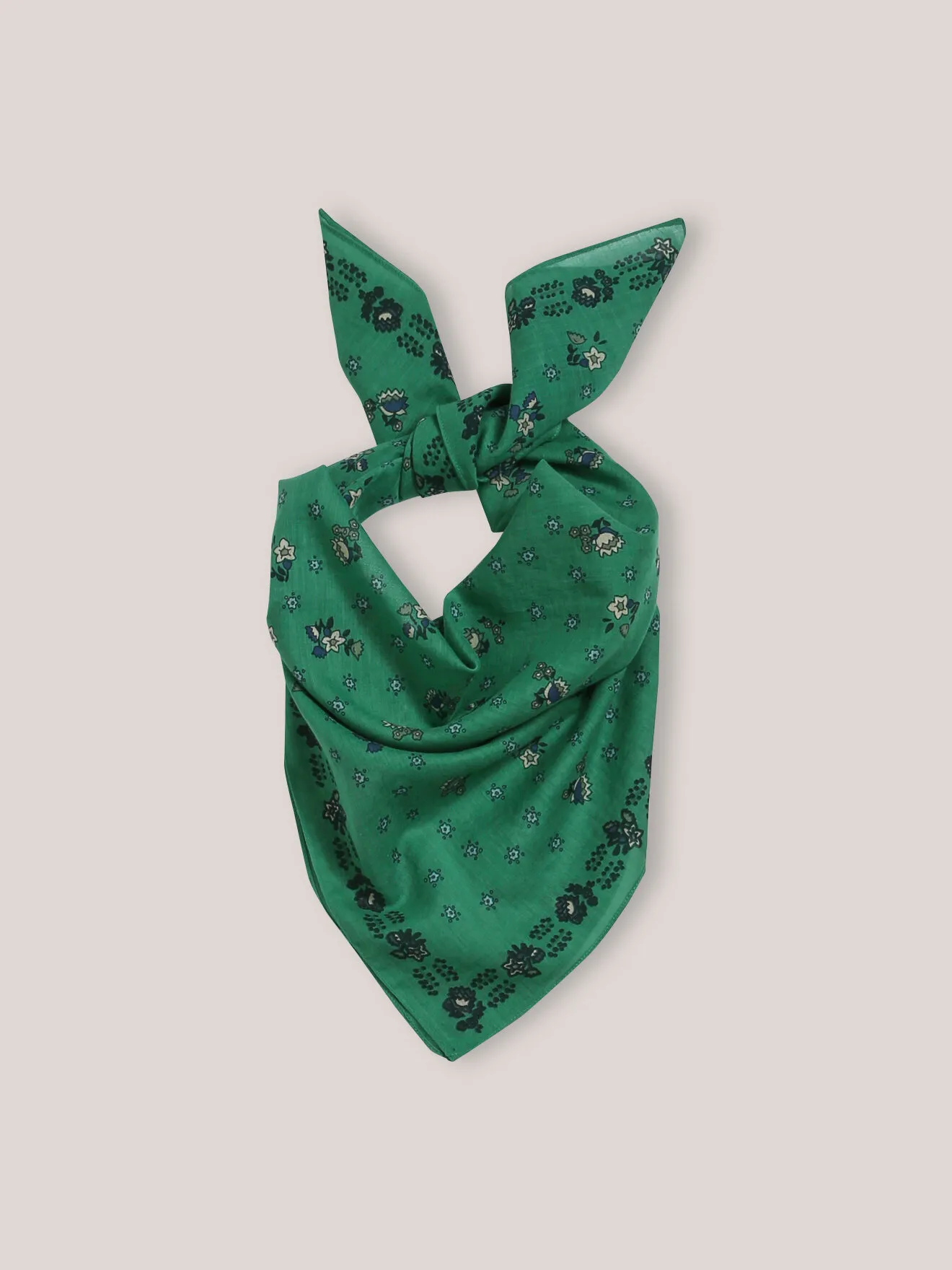 Foulard fleurs en coton biologique Vert