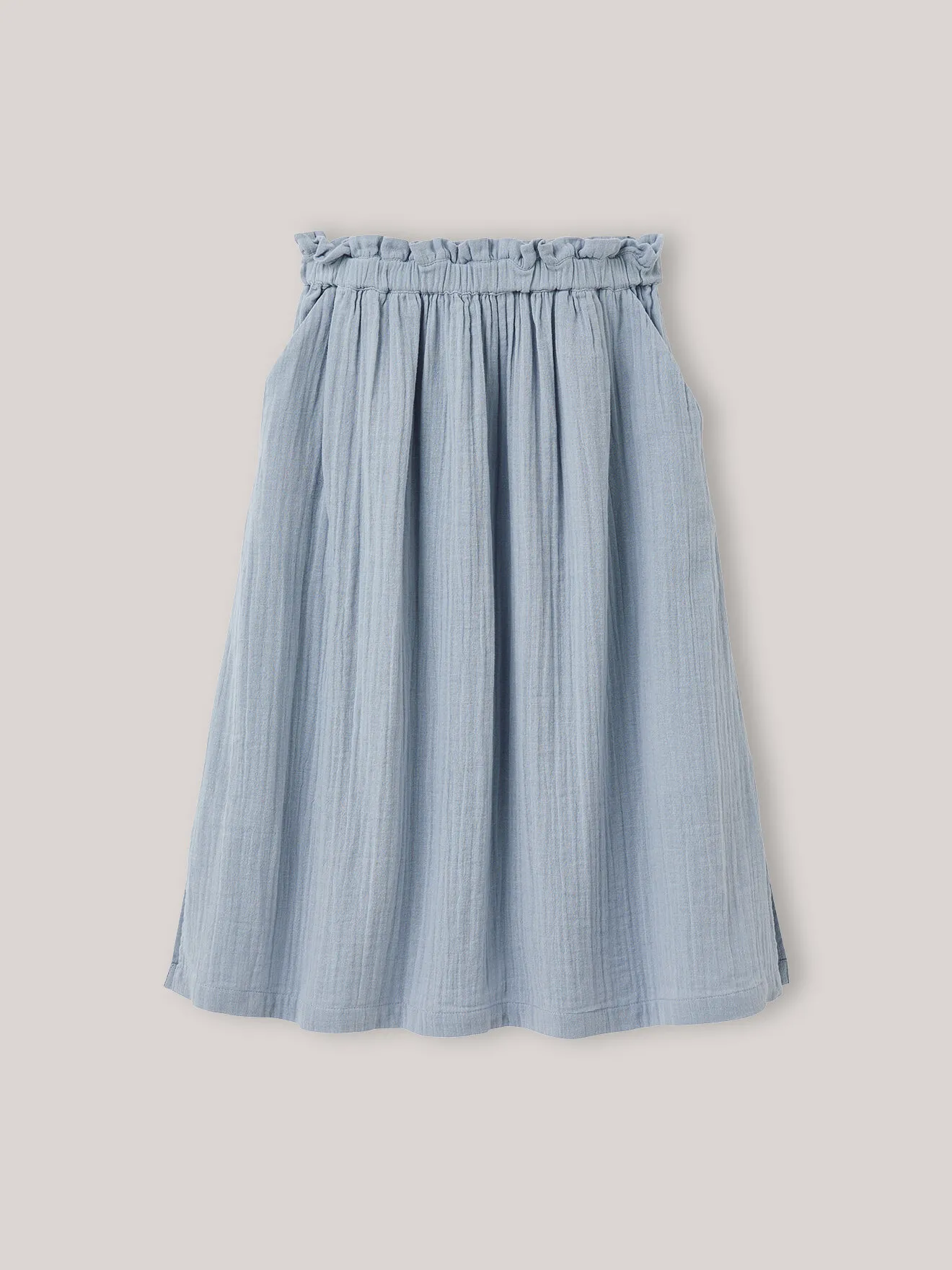 Jupe longue en gaze de coton biologique Bleu