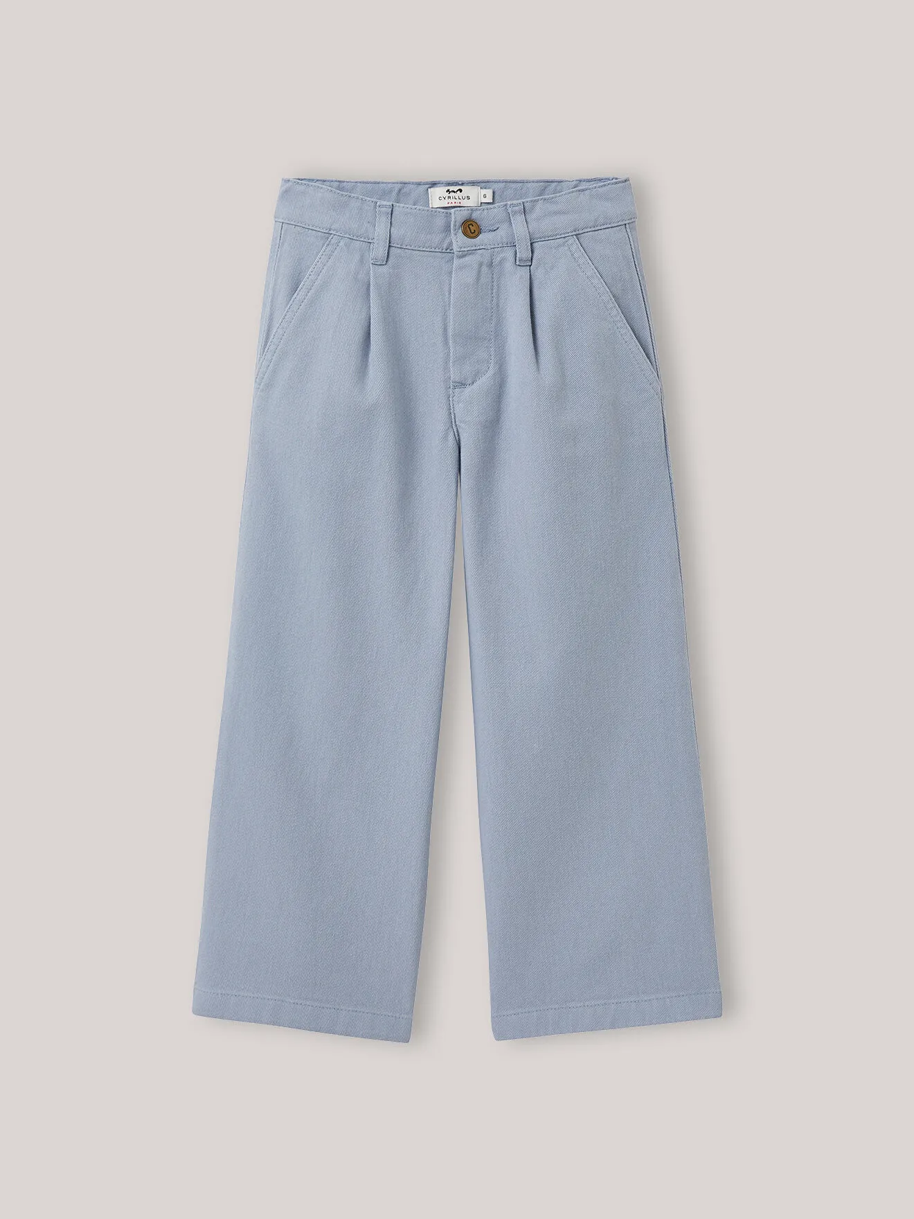 Pantalon large en denim couleur Bleu