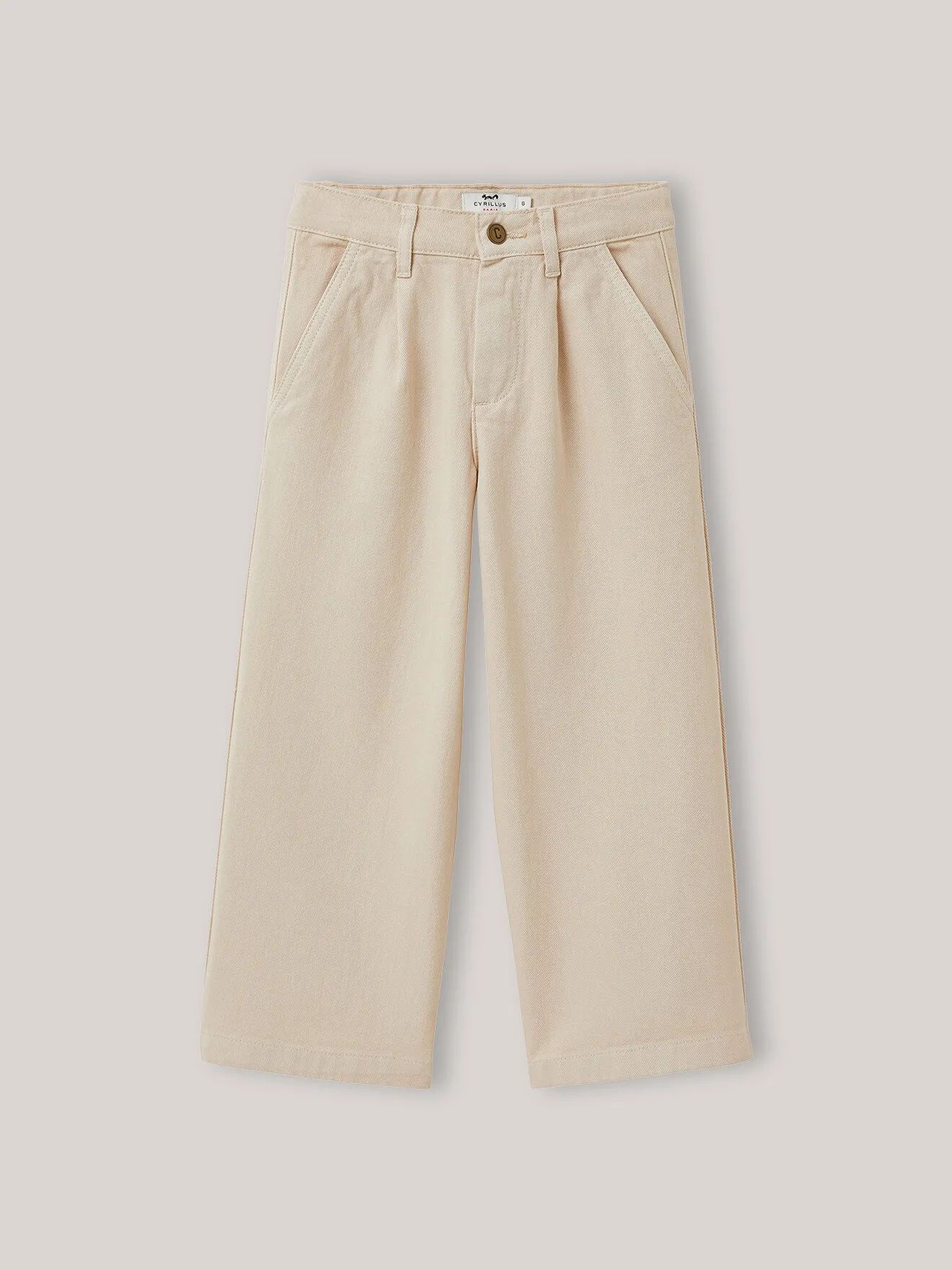 Pantalon large en denim couleur Beige