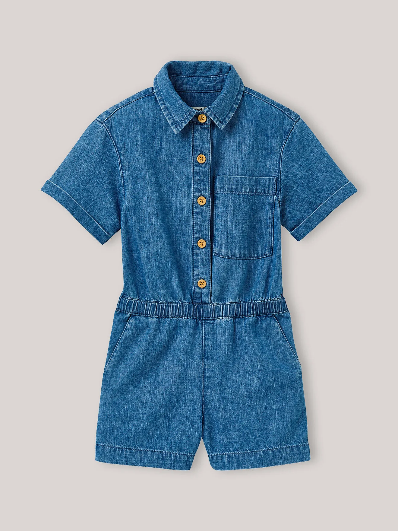 Combishort en denim Bleu