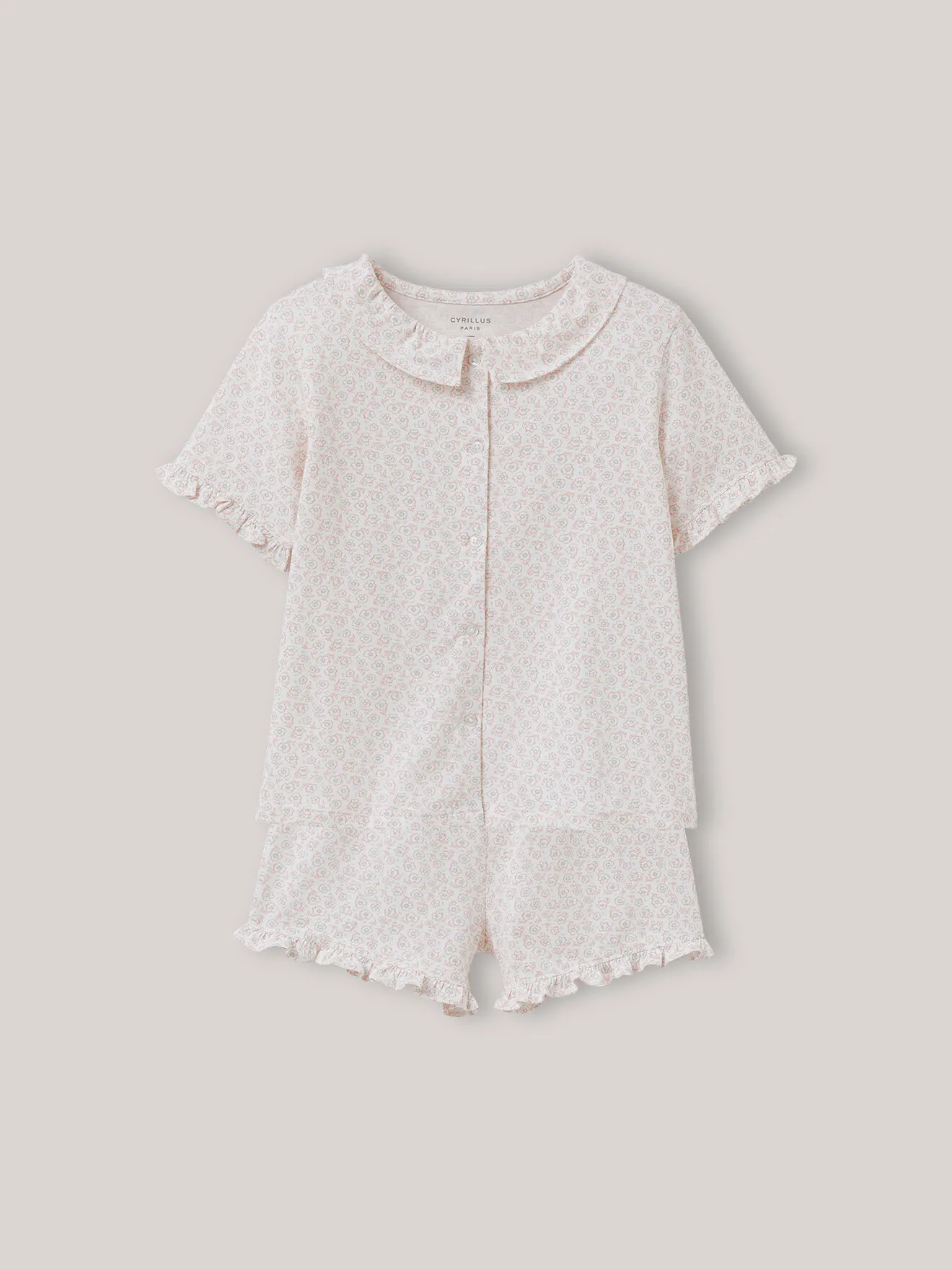 Pyjashort en jersey - imprimé lisa en coton biologique Rose