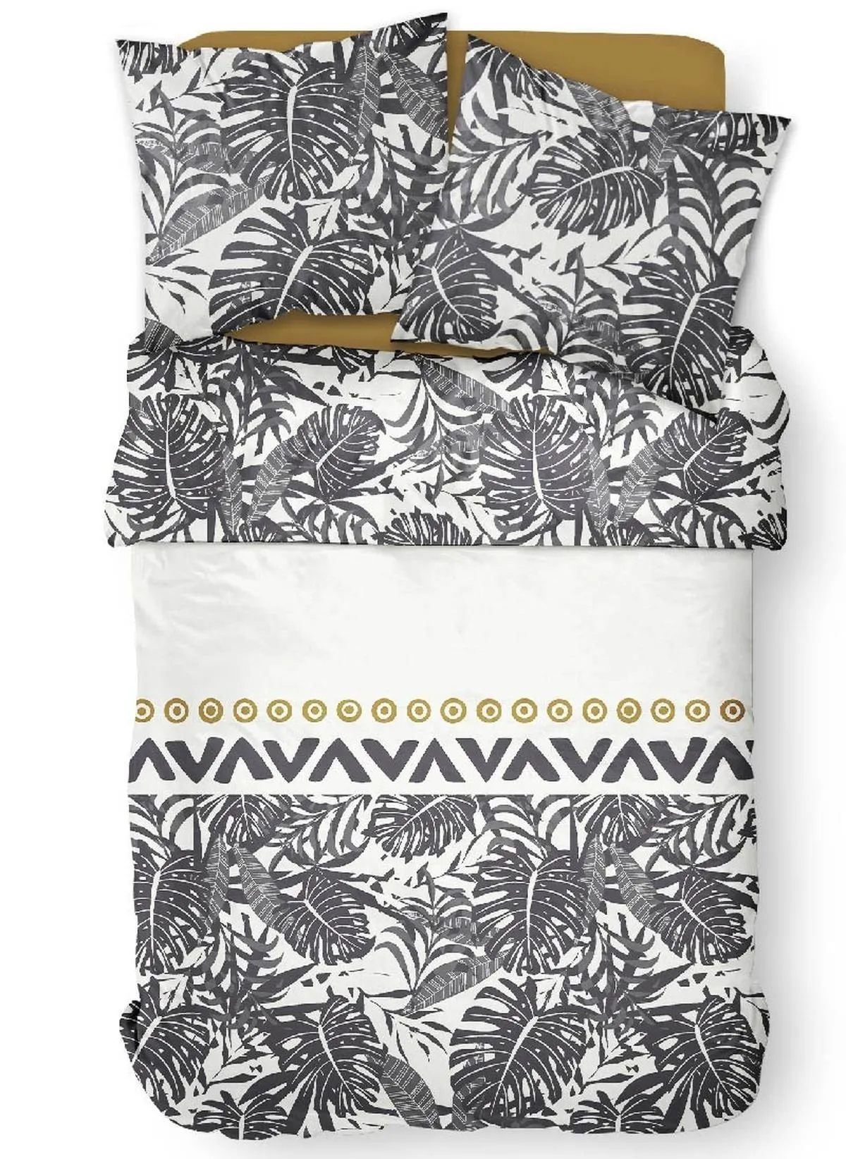 Parure de lit imprimé jungle en coton Blanc SUNSHINE