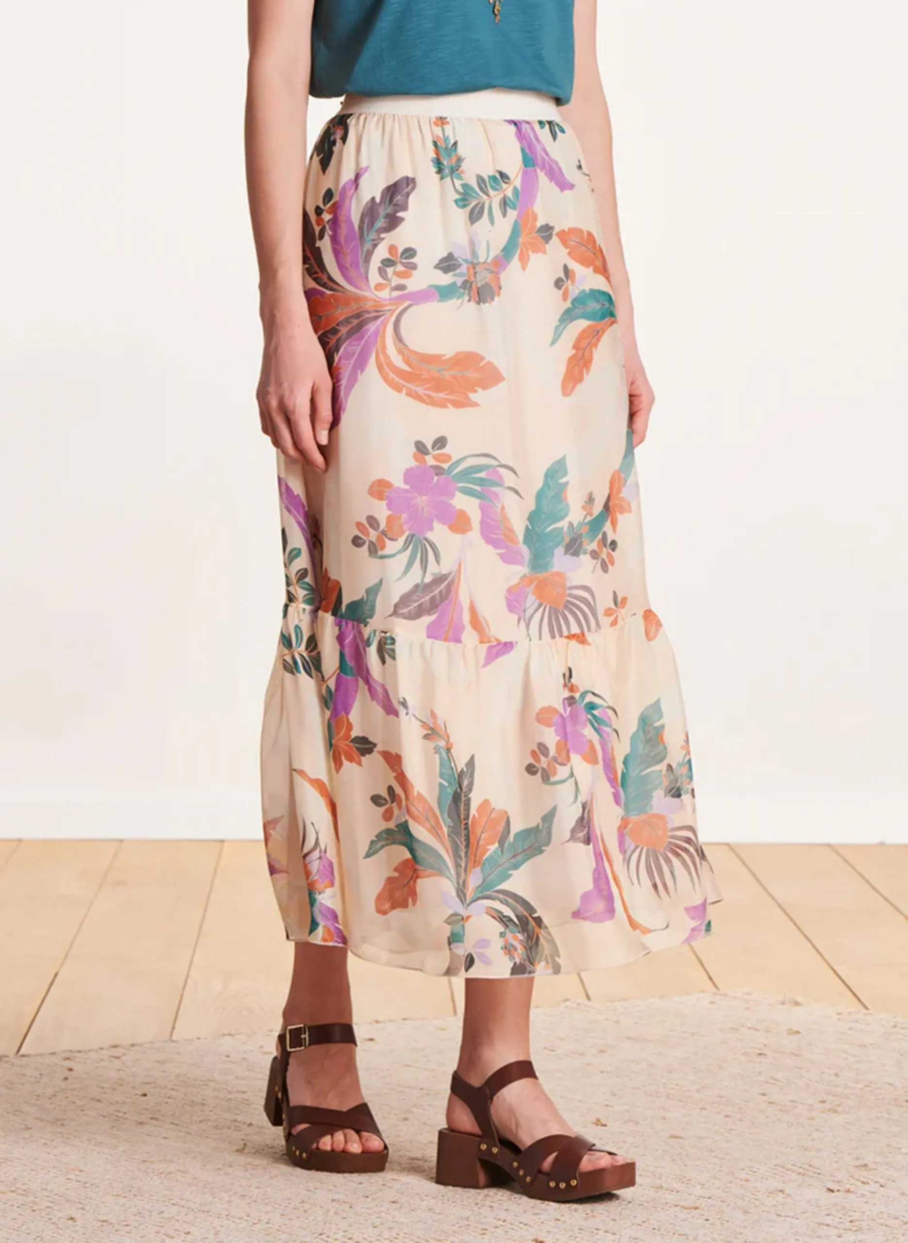 Jupe longue imprimée Rose