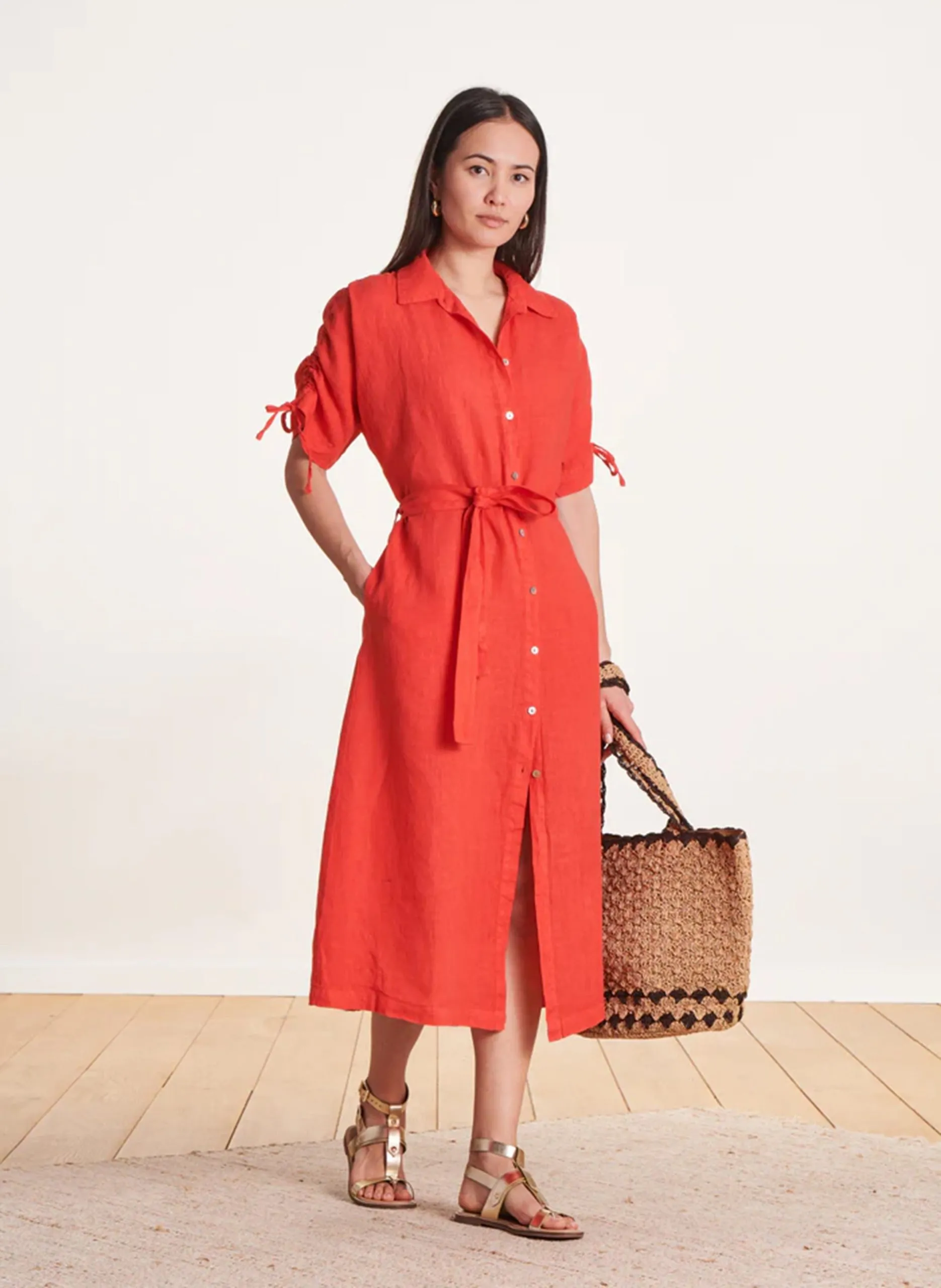 Robe longue en lin Multicolore