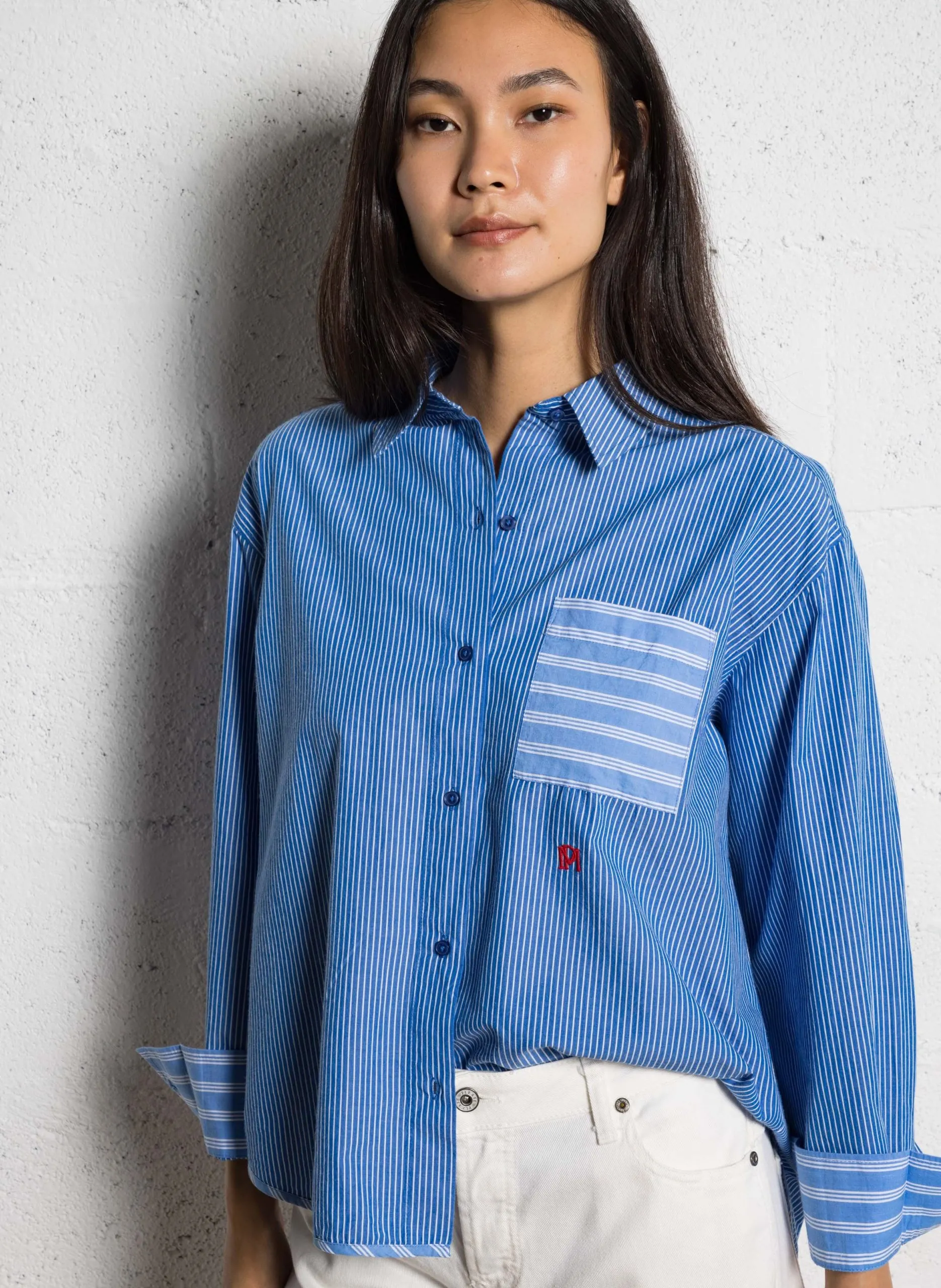 Chemise oversize col classique en coton Bleu TATIN