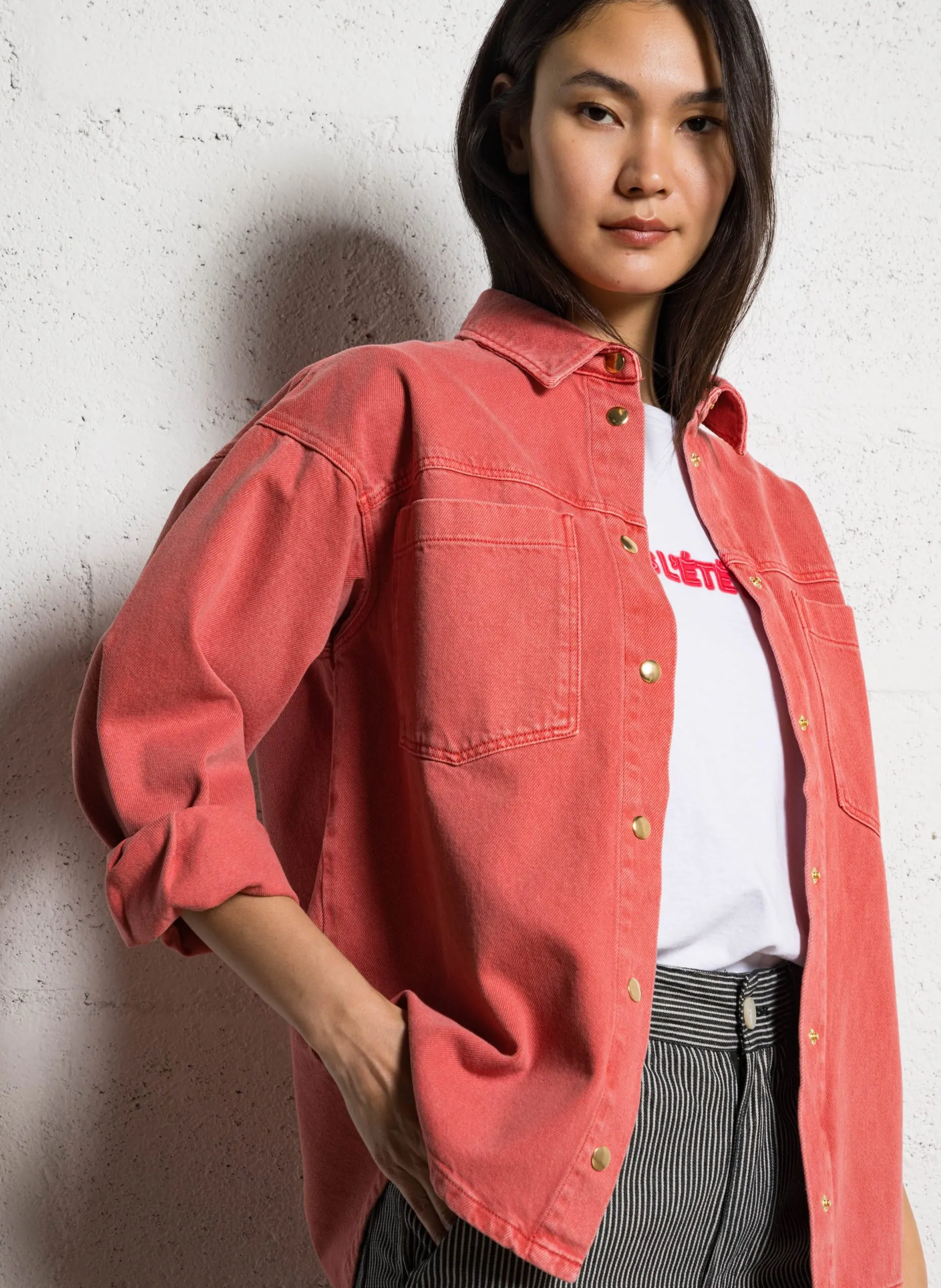 Surchemise droite en coton Rouge DULCE