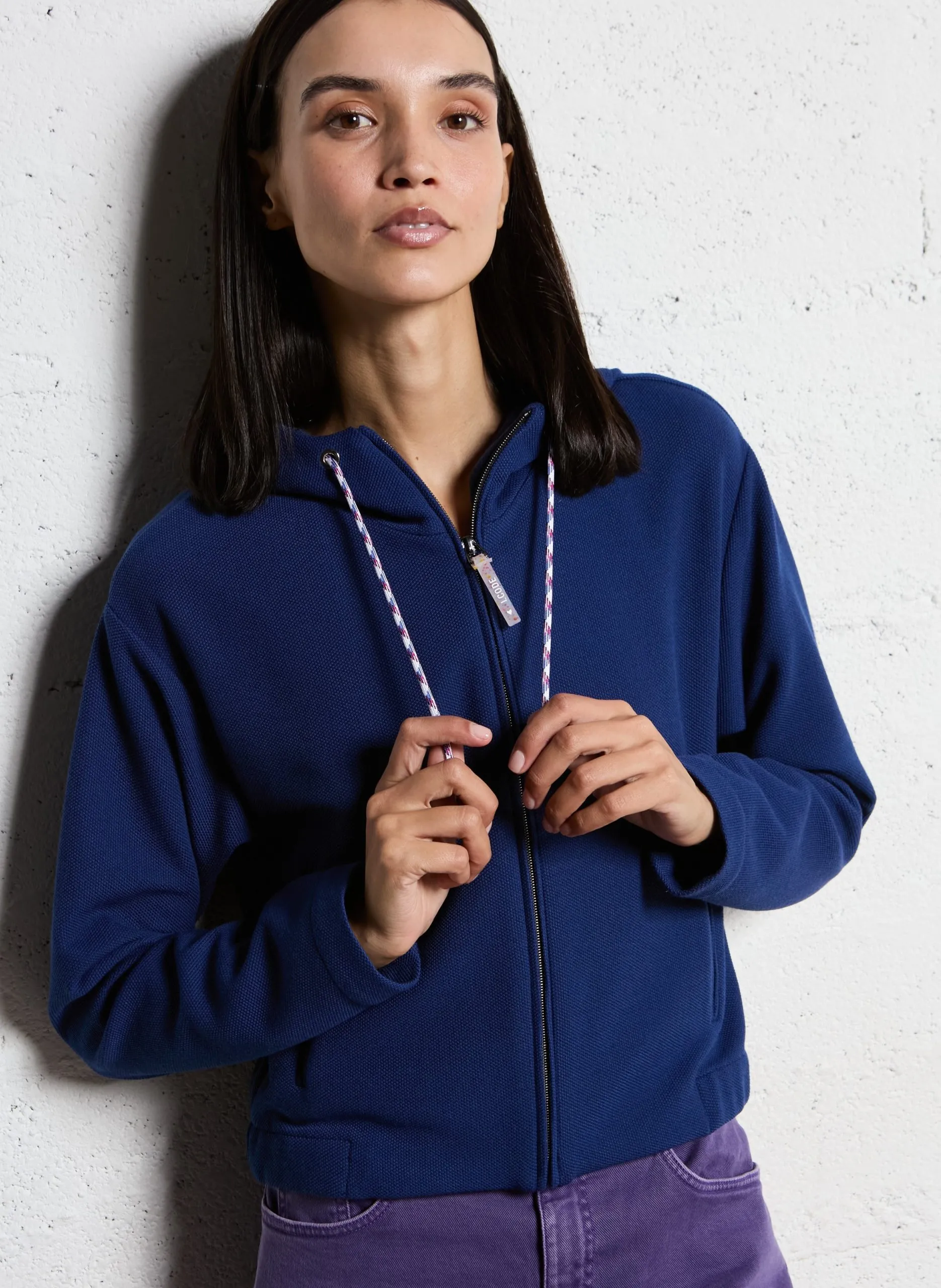 Sweat droit à capuche Bleu