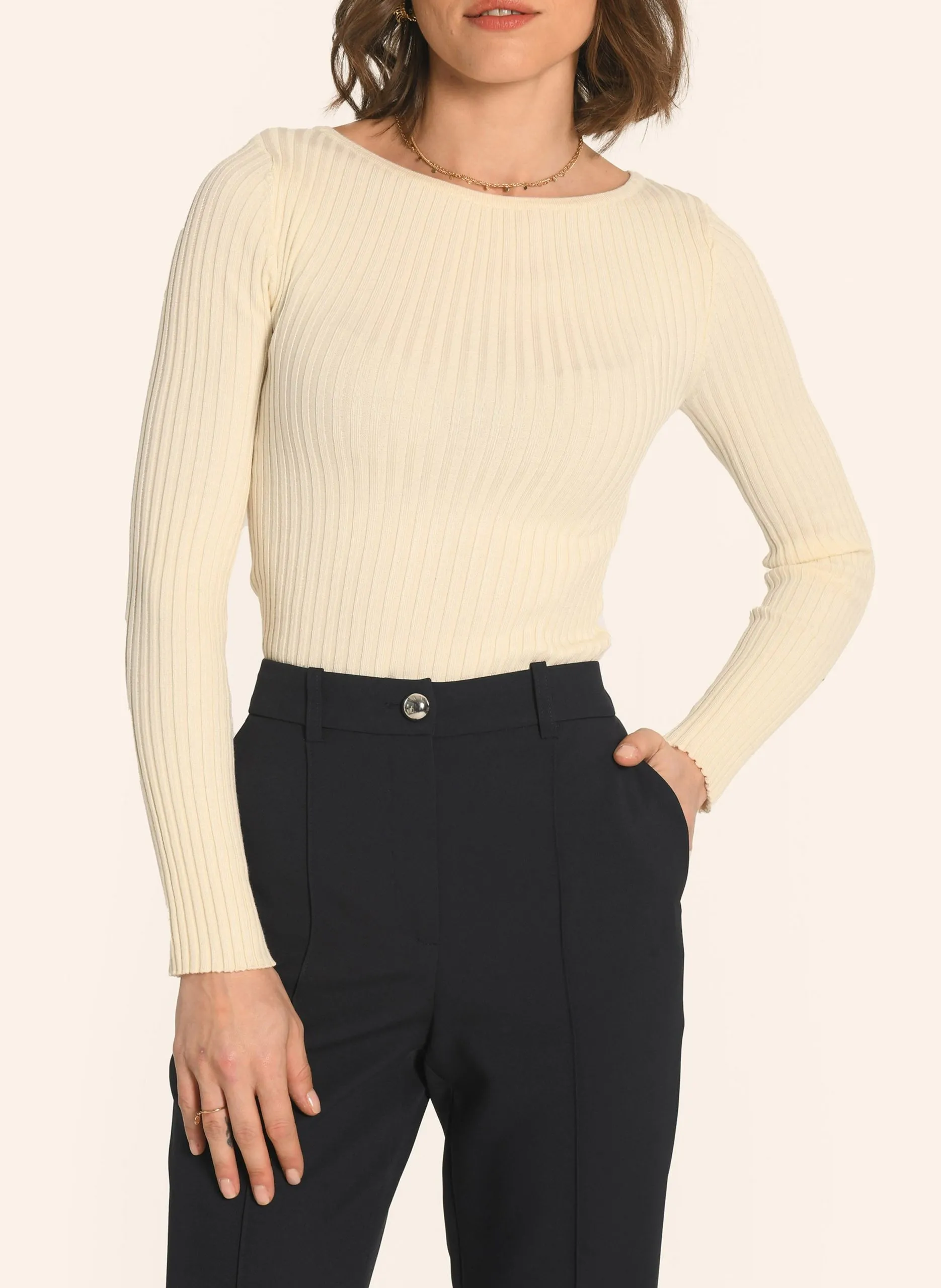 Pull moulant col bateau Blanc ALIDA