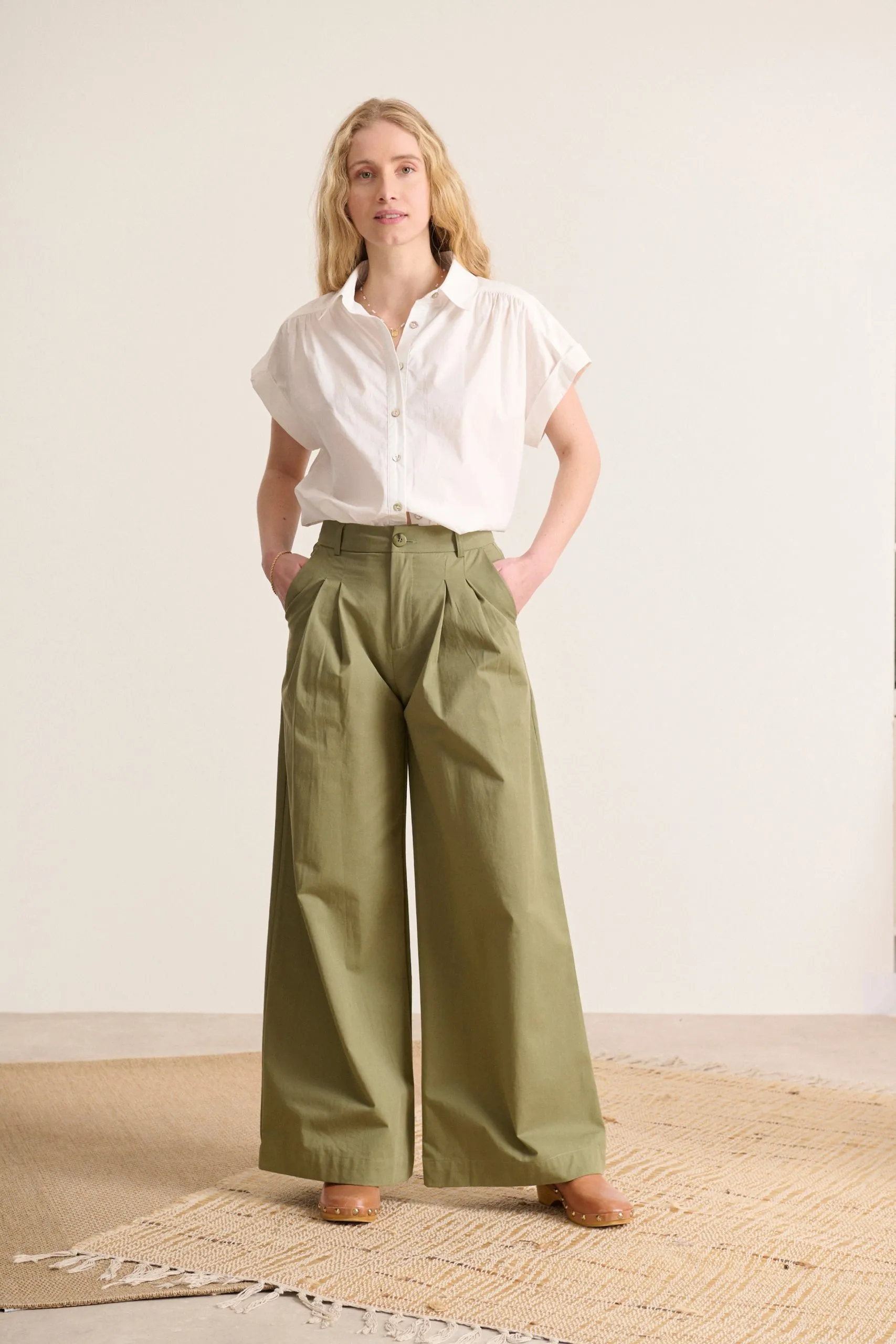 Pantalon large fluide Kaki VOLTAIRE