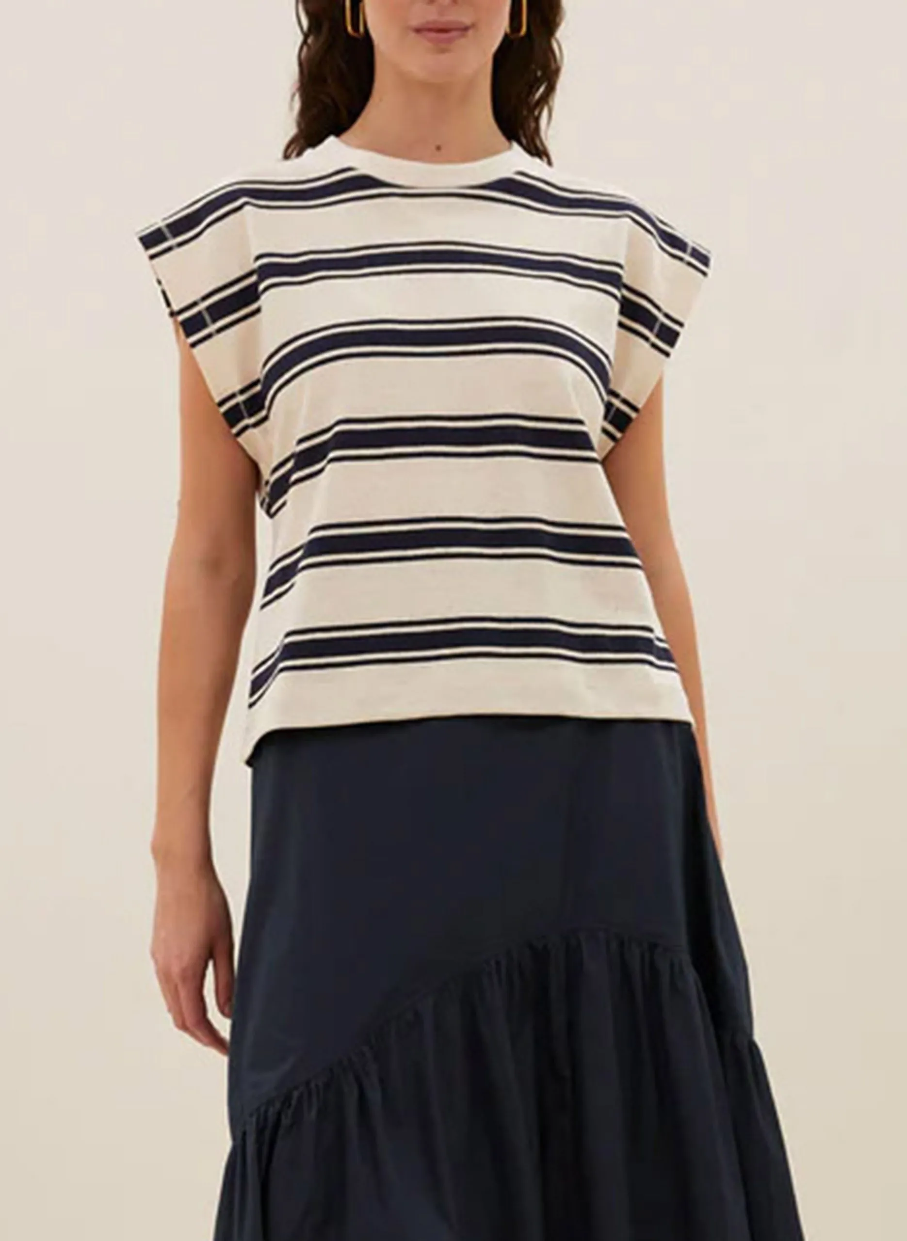 Tee-shirt rayé droit en coton bio Bleu MASON