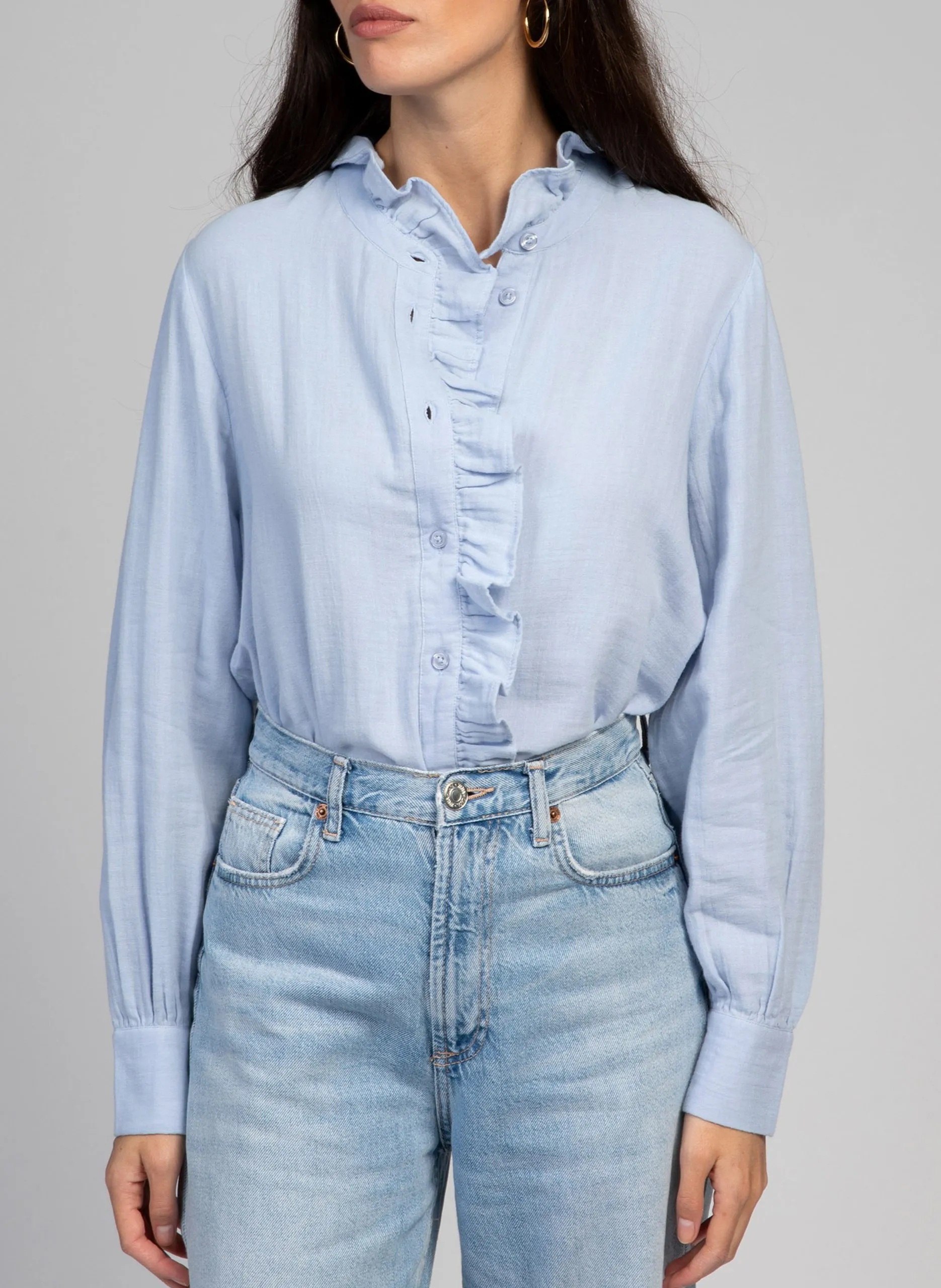 Chemise droite en coton Bleu STEFOU