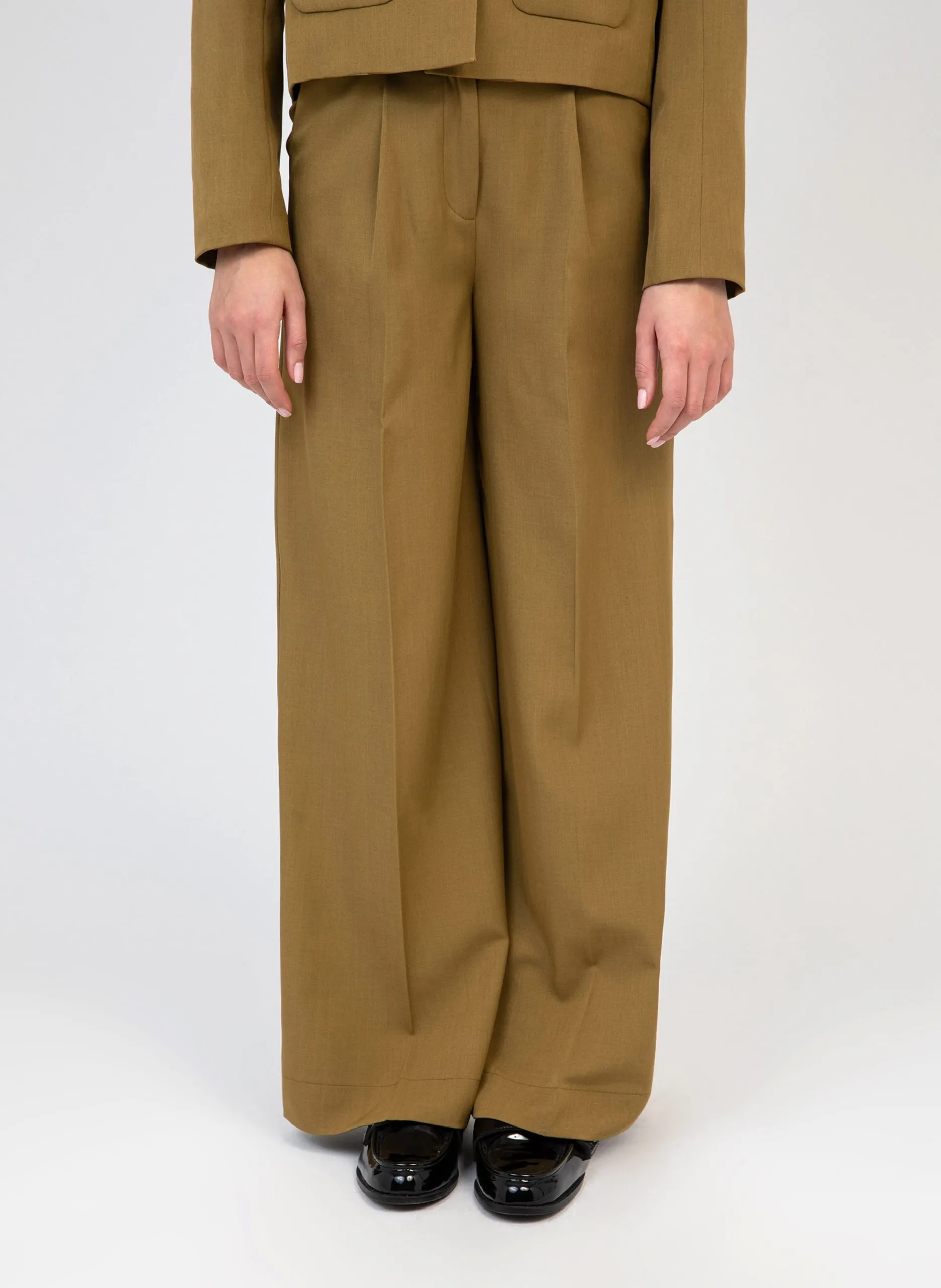 Pantalon taille haute à pinces Kaki PEPINATA