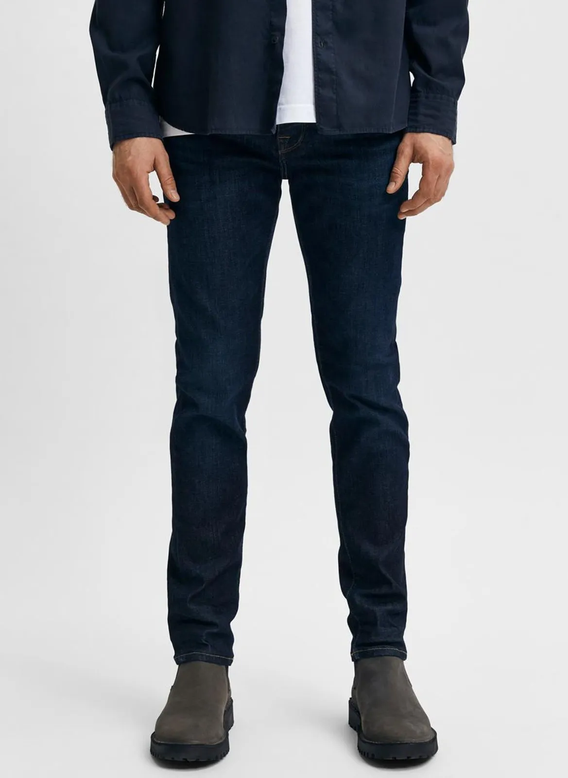 Jean slim en coton bio mélangé Bleu LEON 6291